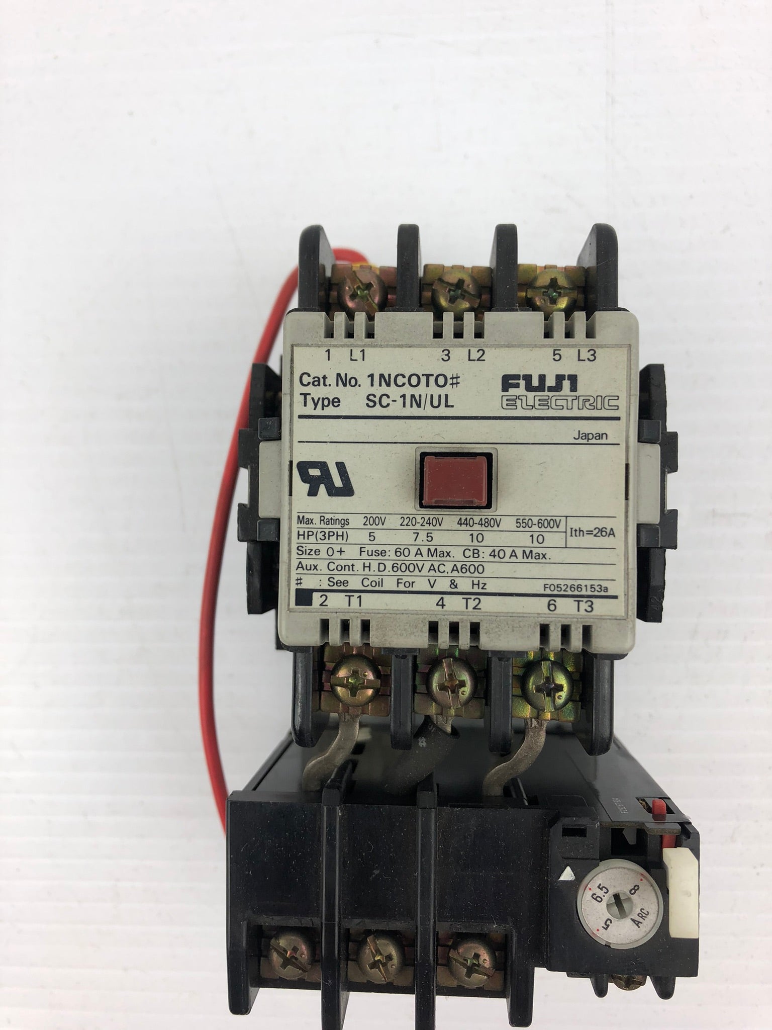 Fuji 1NCOTO Electric Contactor with Thermal Overload Relay SC-1N/UL