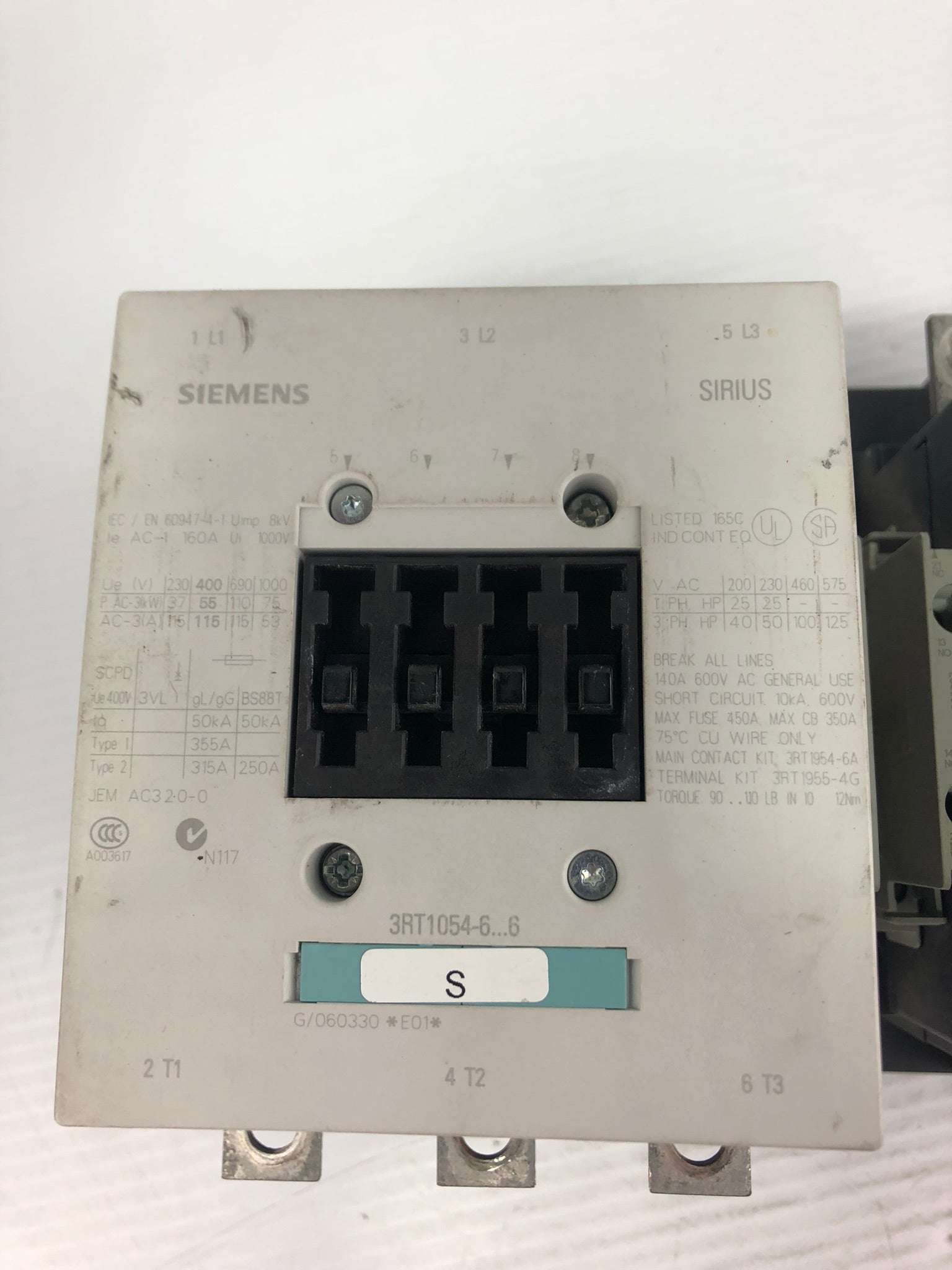 Siemens 3RT1054-6...6 Motor Starter / Contactors - Lot of 2 Connected Together