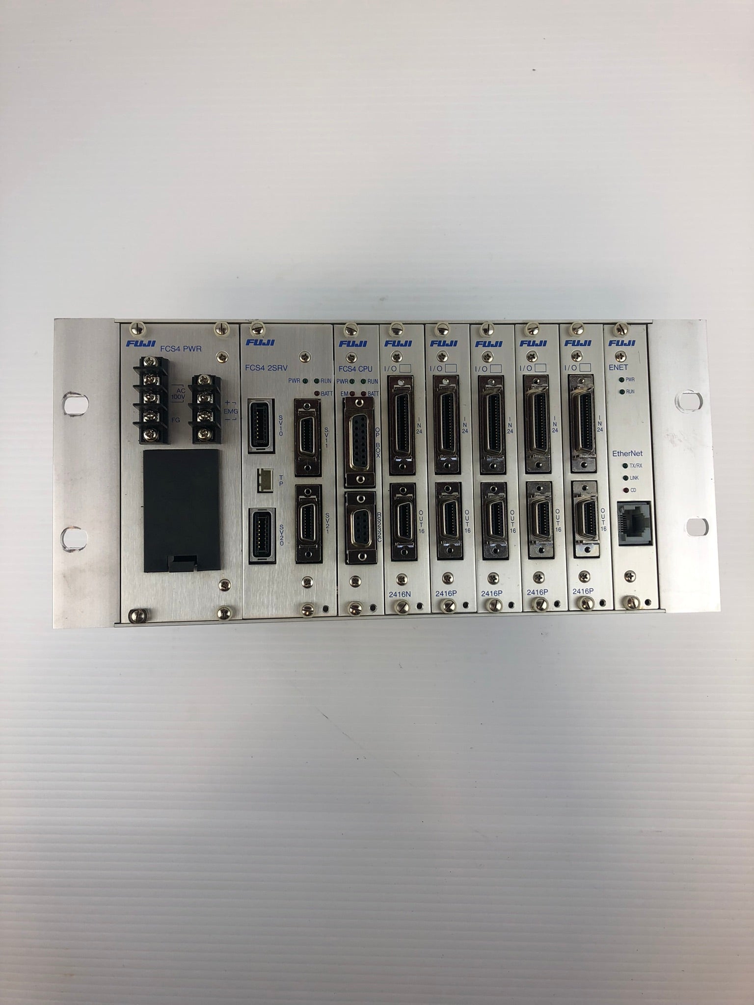 Fuji 9 Module Slot Rack Power Supply FCS4 PWR, FCS4 2SRV, FCS4 CPU, I/O, ENET
