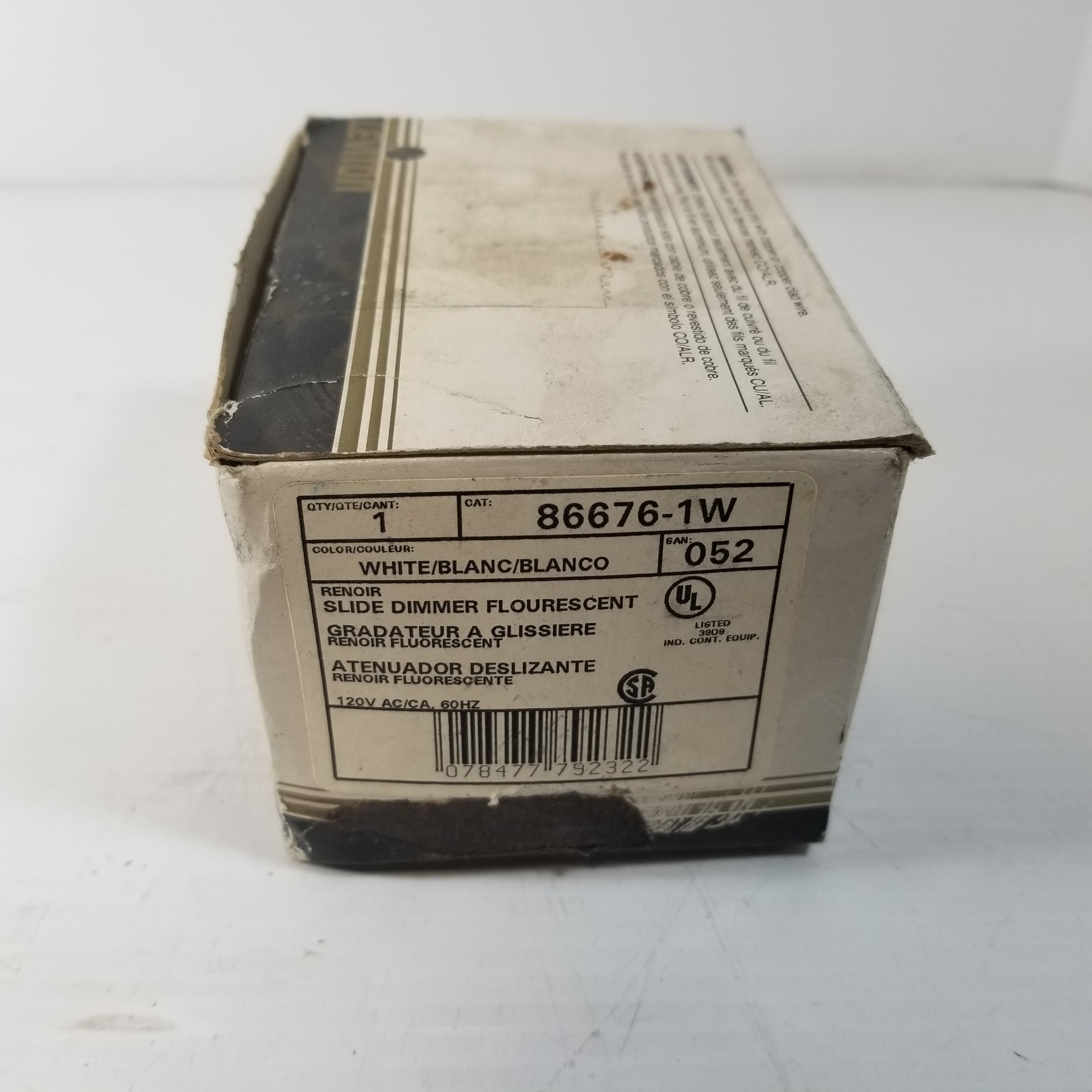 Leviton 86676-1W Fluorescent Slide Dimmer White