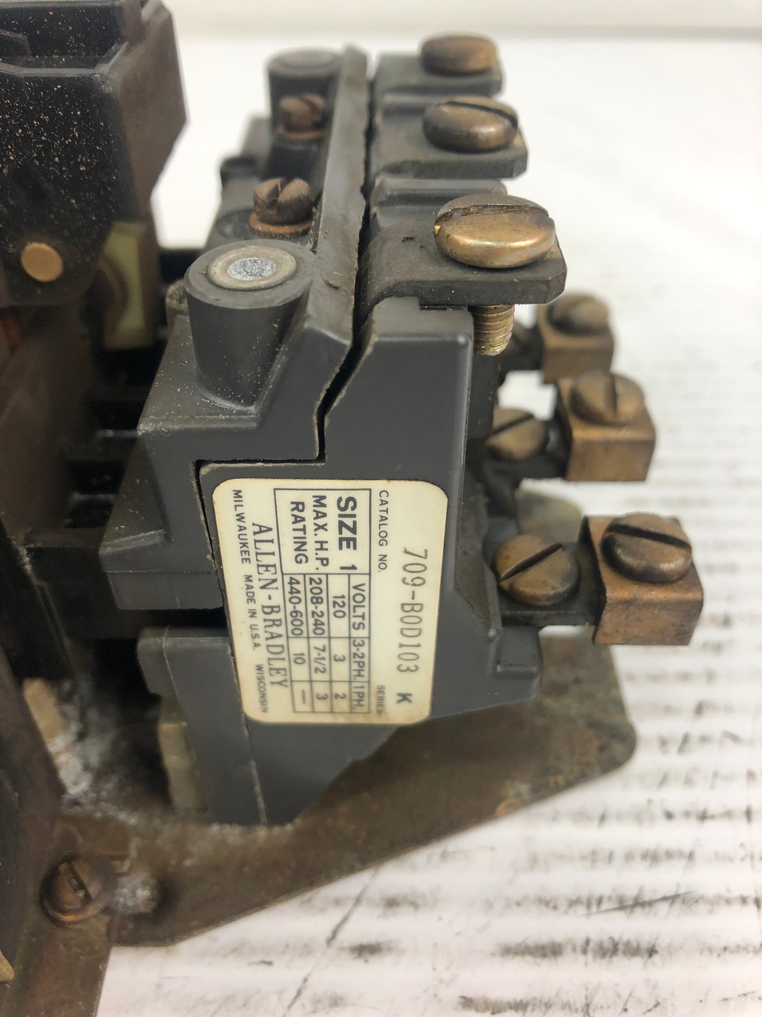 Allen Bradley 709-B0D103 Starter Series K Size 1 120V/110V 50/60Hz 71A86 Coil