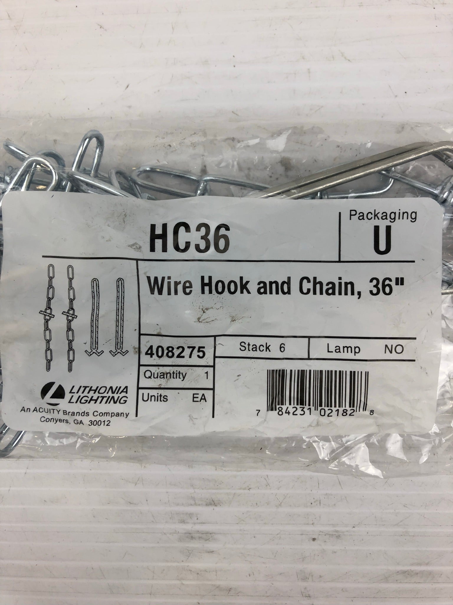 Lithona HC36 Wire Hook and Chain 36" - U Packaging 408275