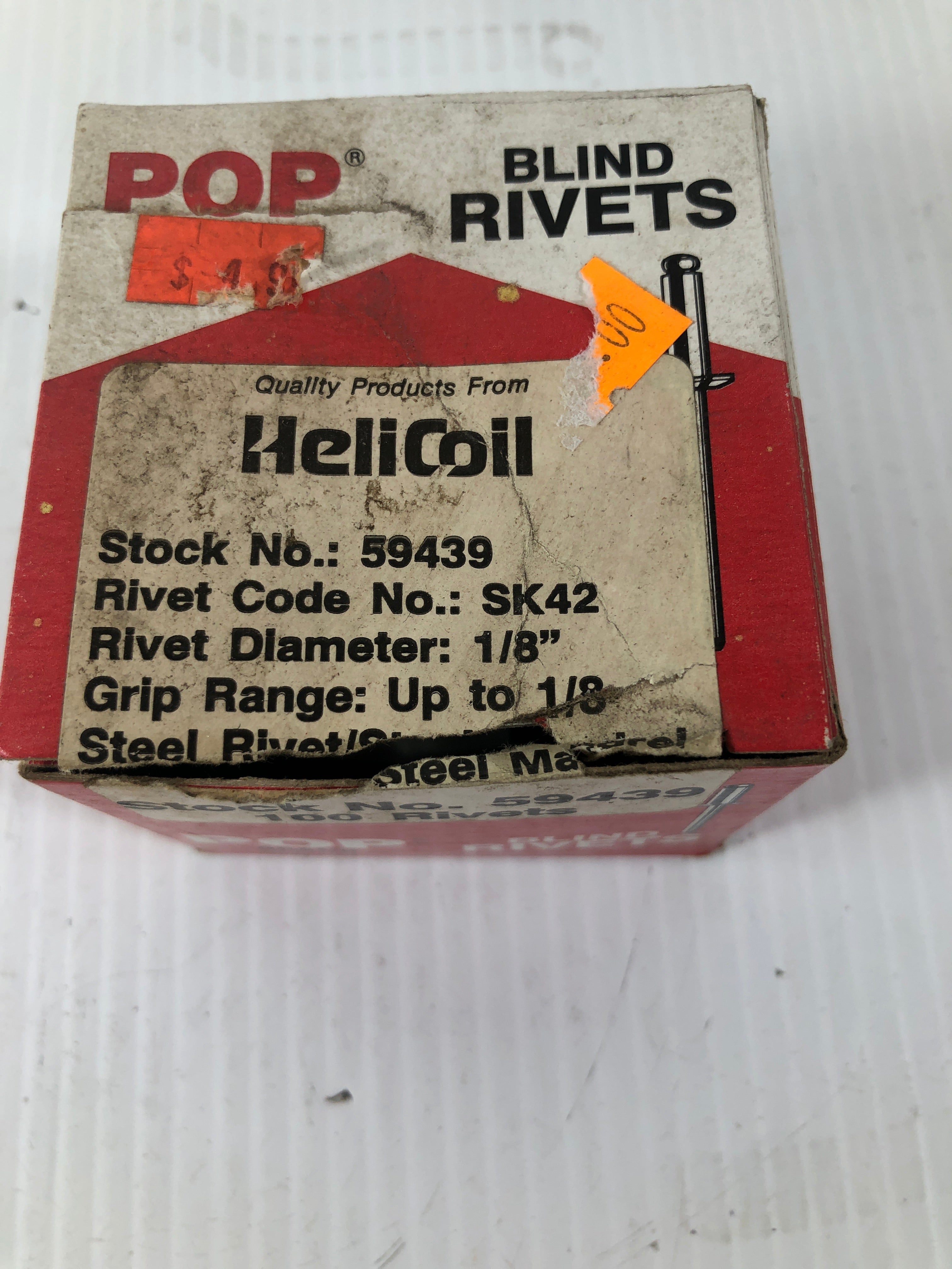 Pop Blind Rivets 59439 1/8" Code SK42 Box of 85