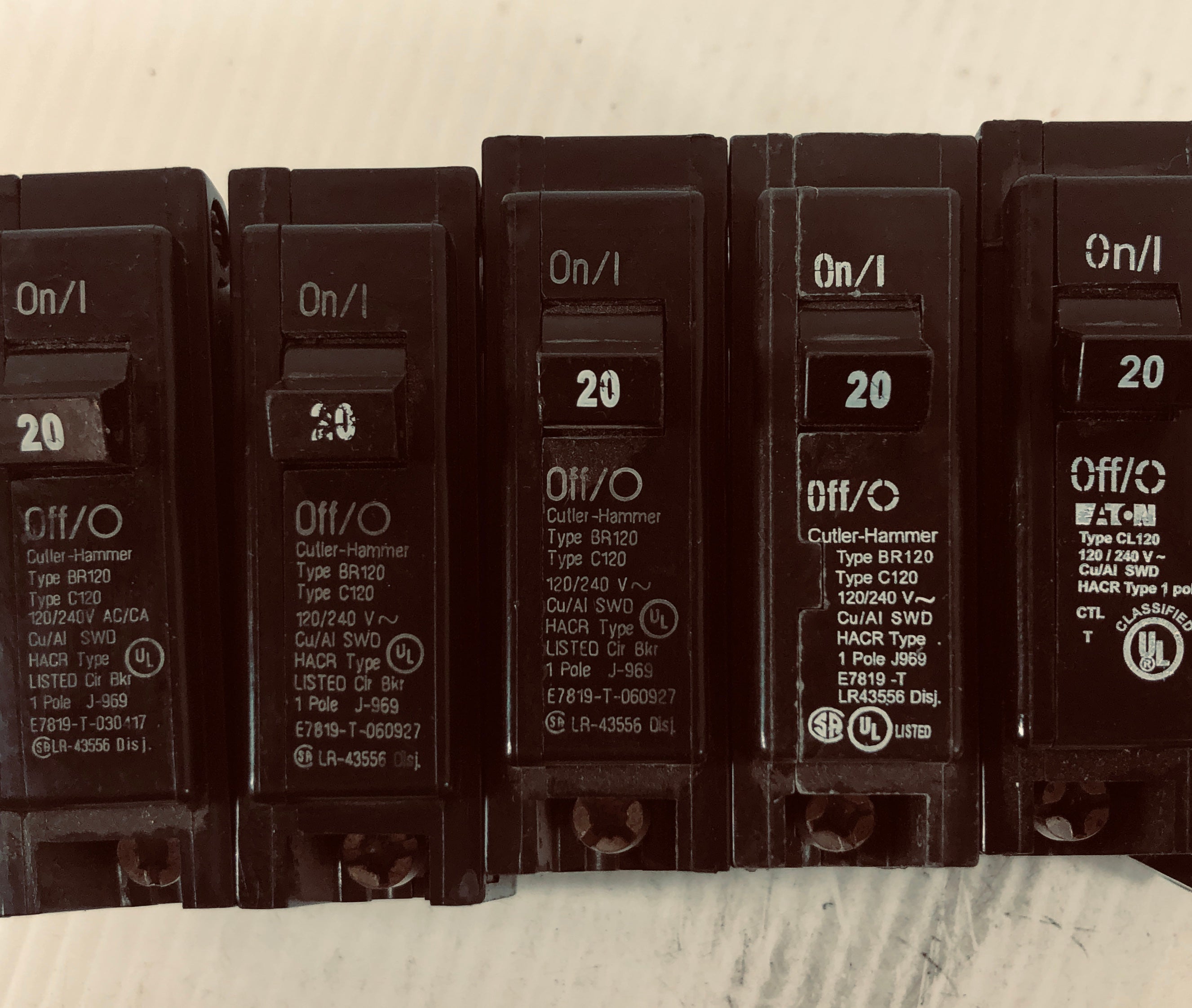 Cutler-Hammer One Pole 20 Amp Circuit Breaker (Lot of 7)