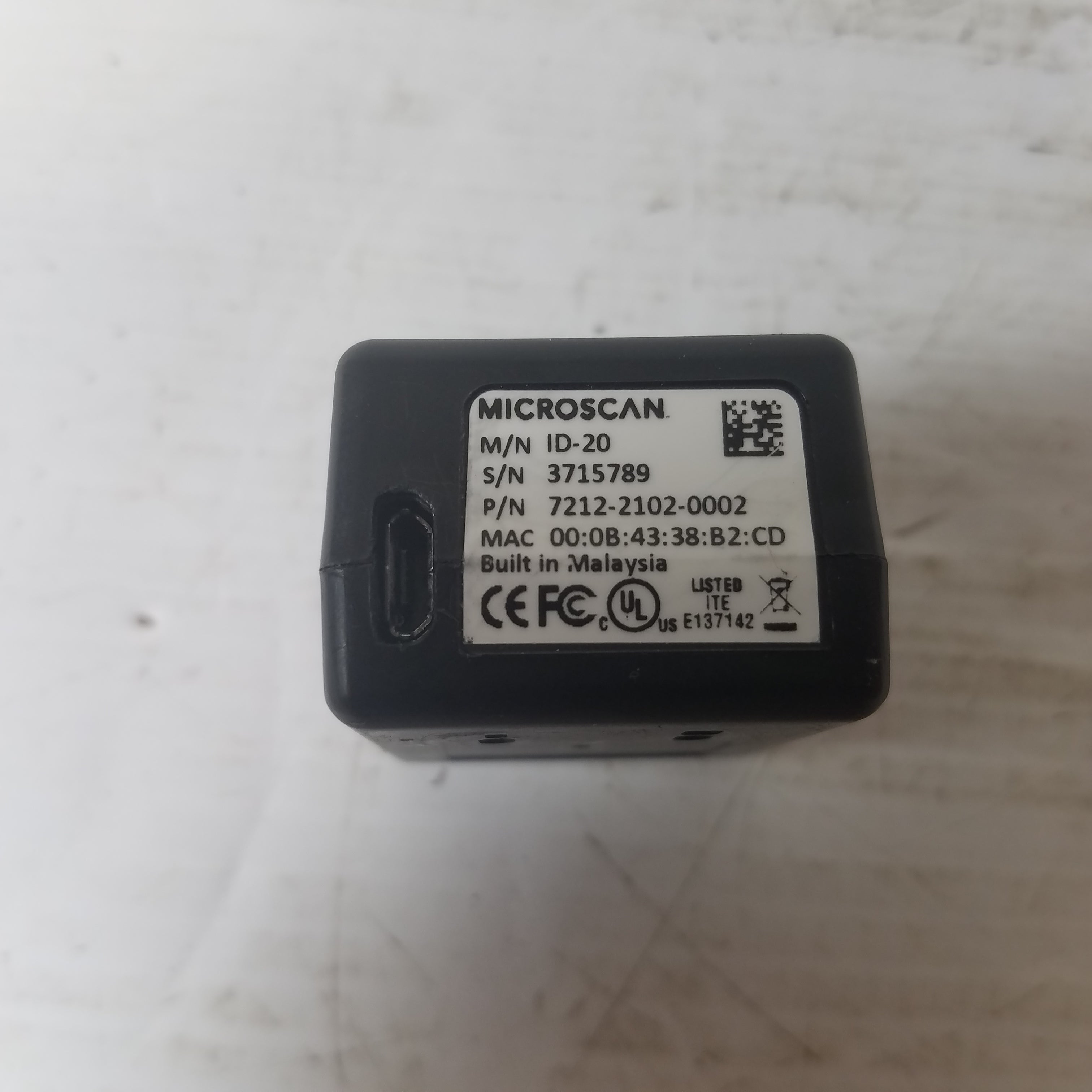 Microscan ID-20 7212-2102-0002 MicroHAWK Barcode Scanner