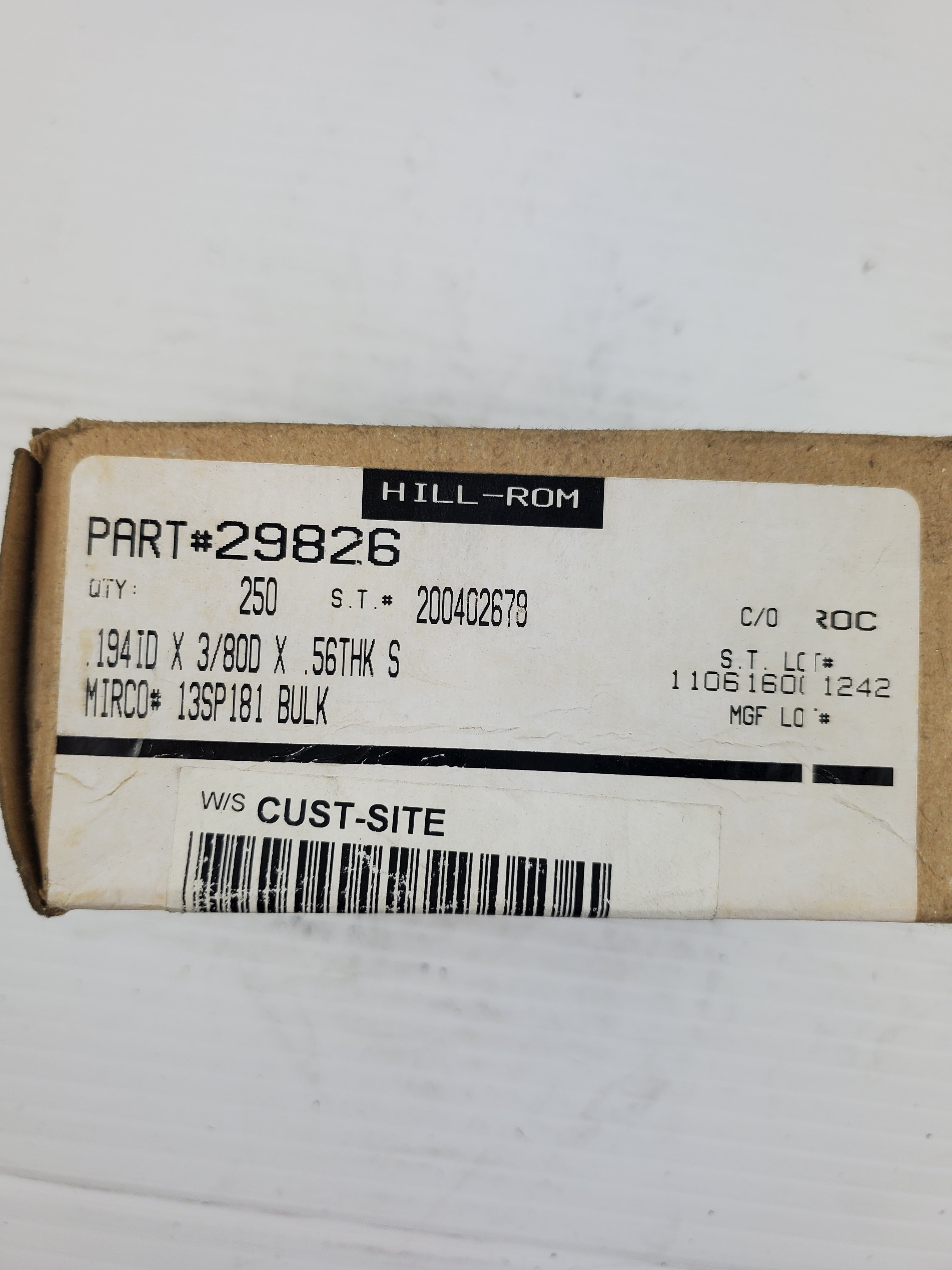 Box of 29826 .194ID x 3/80D x .56THK S Micro # 13SP181 Bulk (Box of 250)