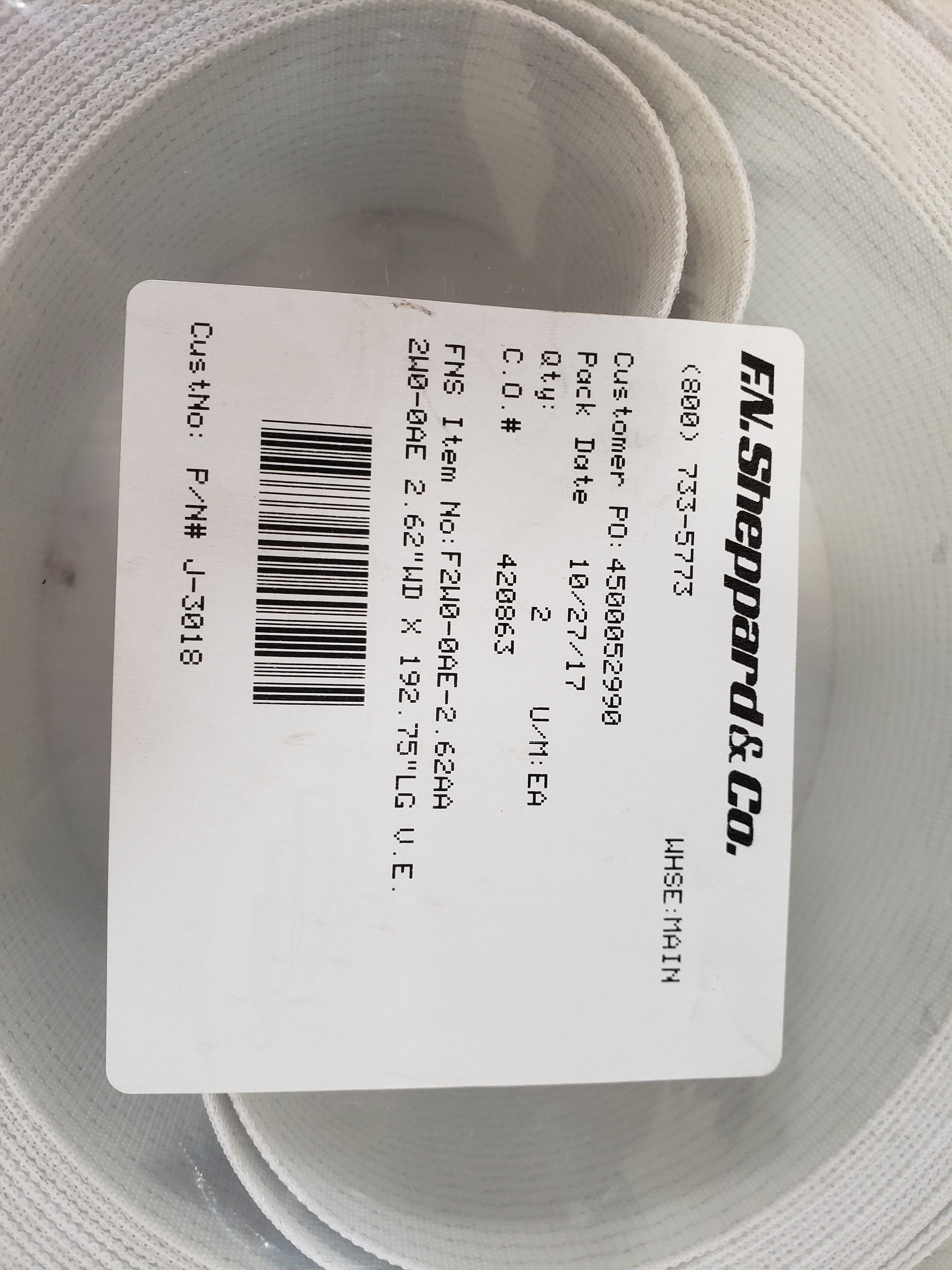 F.N. Sheppard & Co. F2W0-0AE-2.62AA Belt