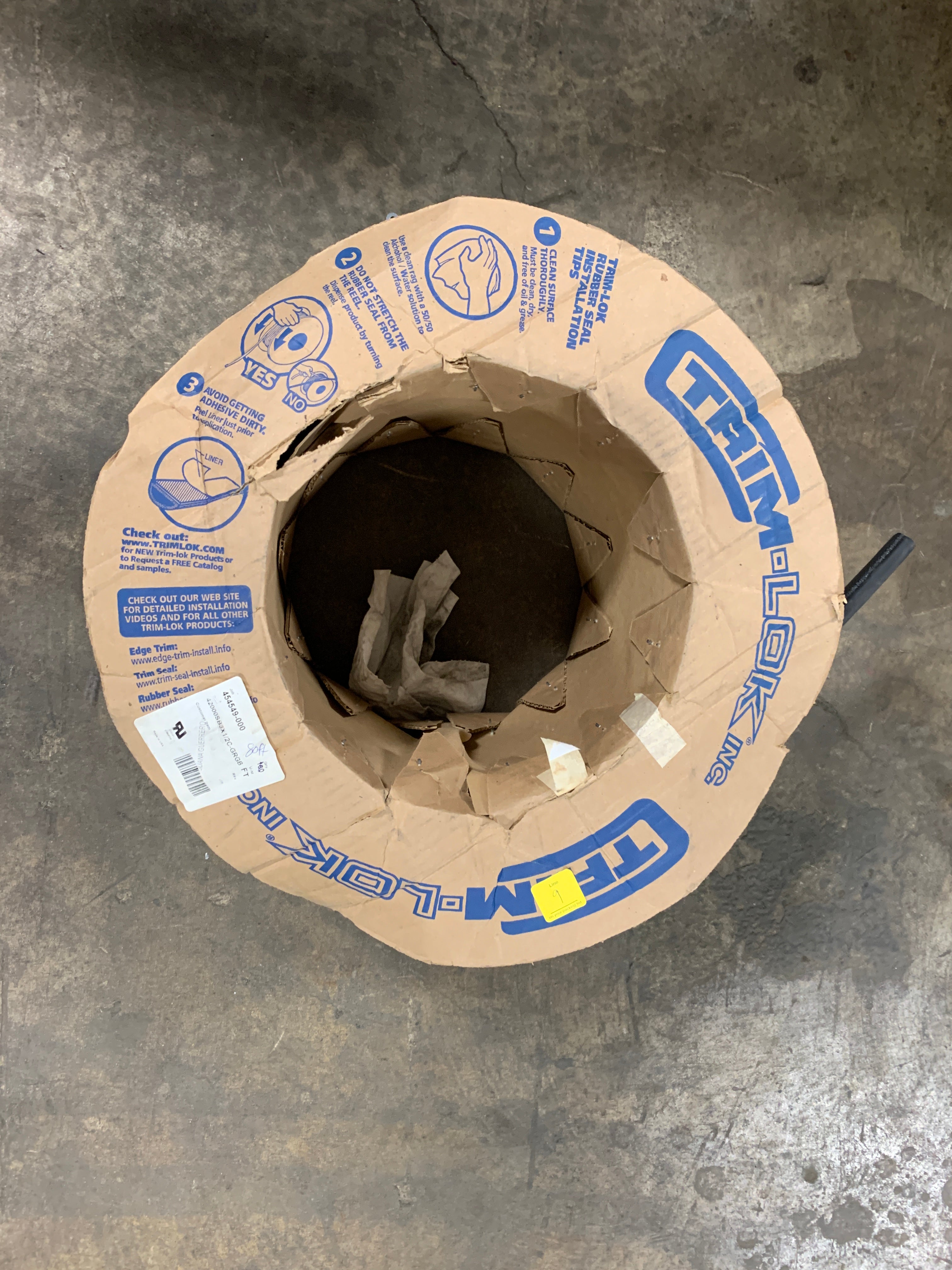 Trim-Lok 42000SB3X1/2C-GRGB Rubber Trim Seal - 80 Feet Long