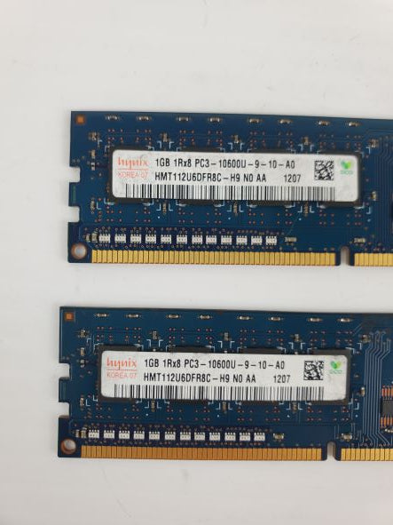 Hynix HMT112U6DFR8C-H9 RAM Memory No AA 1GB 1Rx8 PC3-10600U-9-10-A0 (Lot of 2)
