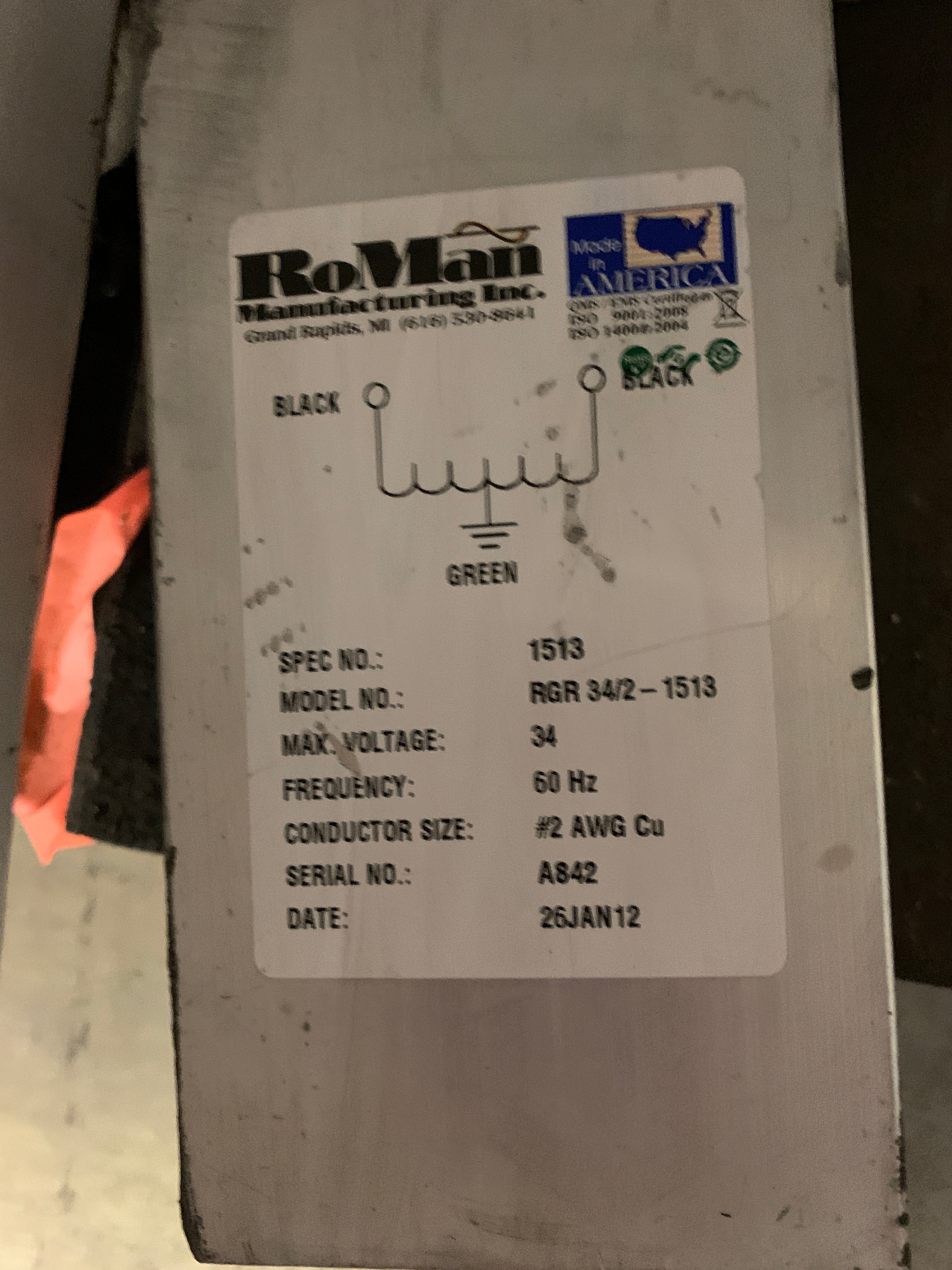 RoMan RGR 34/2-1513 Welding Grounding Reactor A842