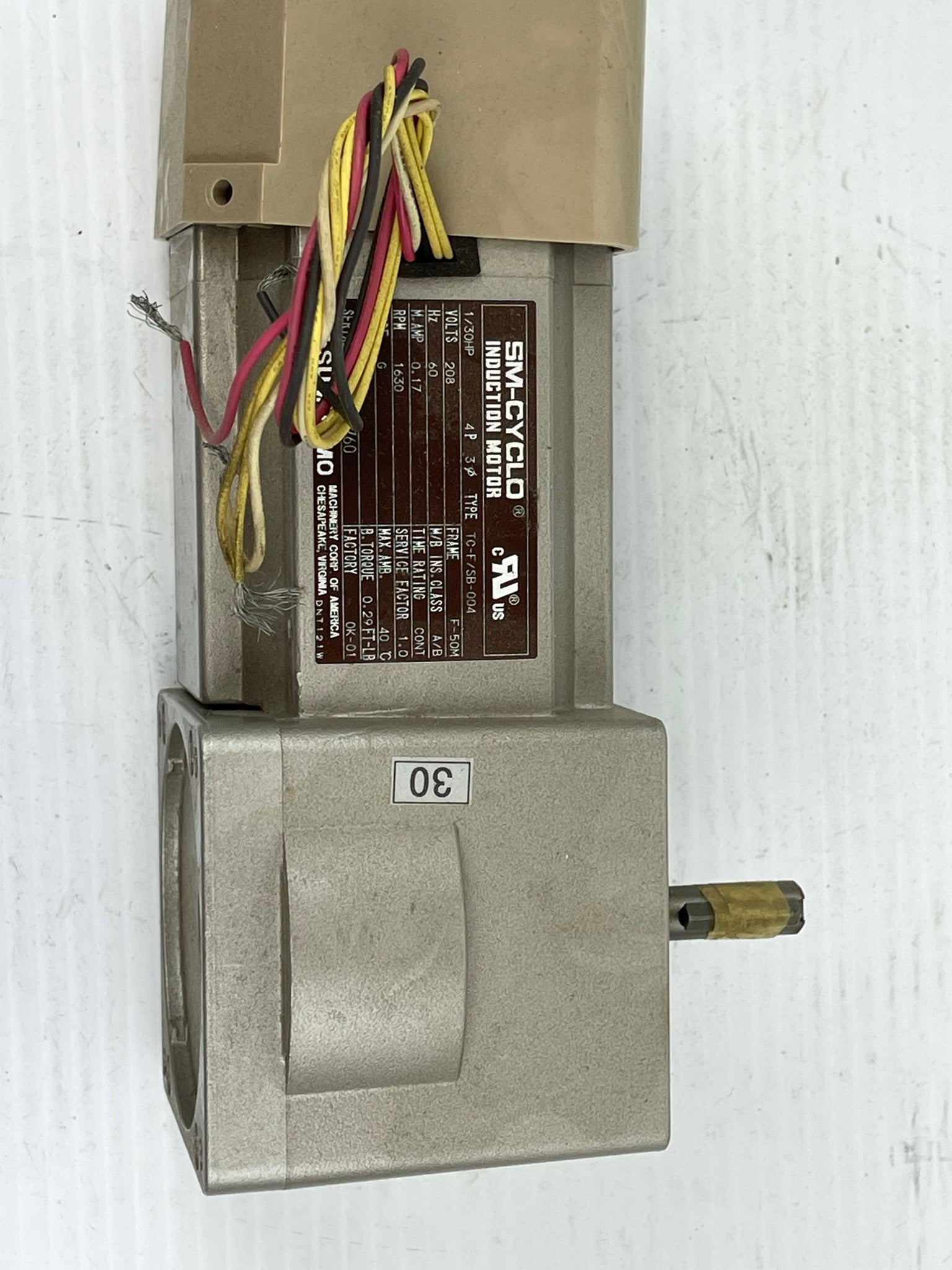 Sumitomo RNFM0025-01L-B-30 Hyponic Drive Induction Gear Motor 1/30HP 3PH