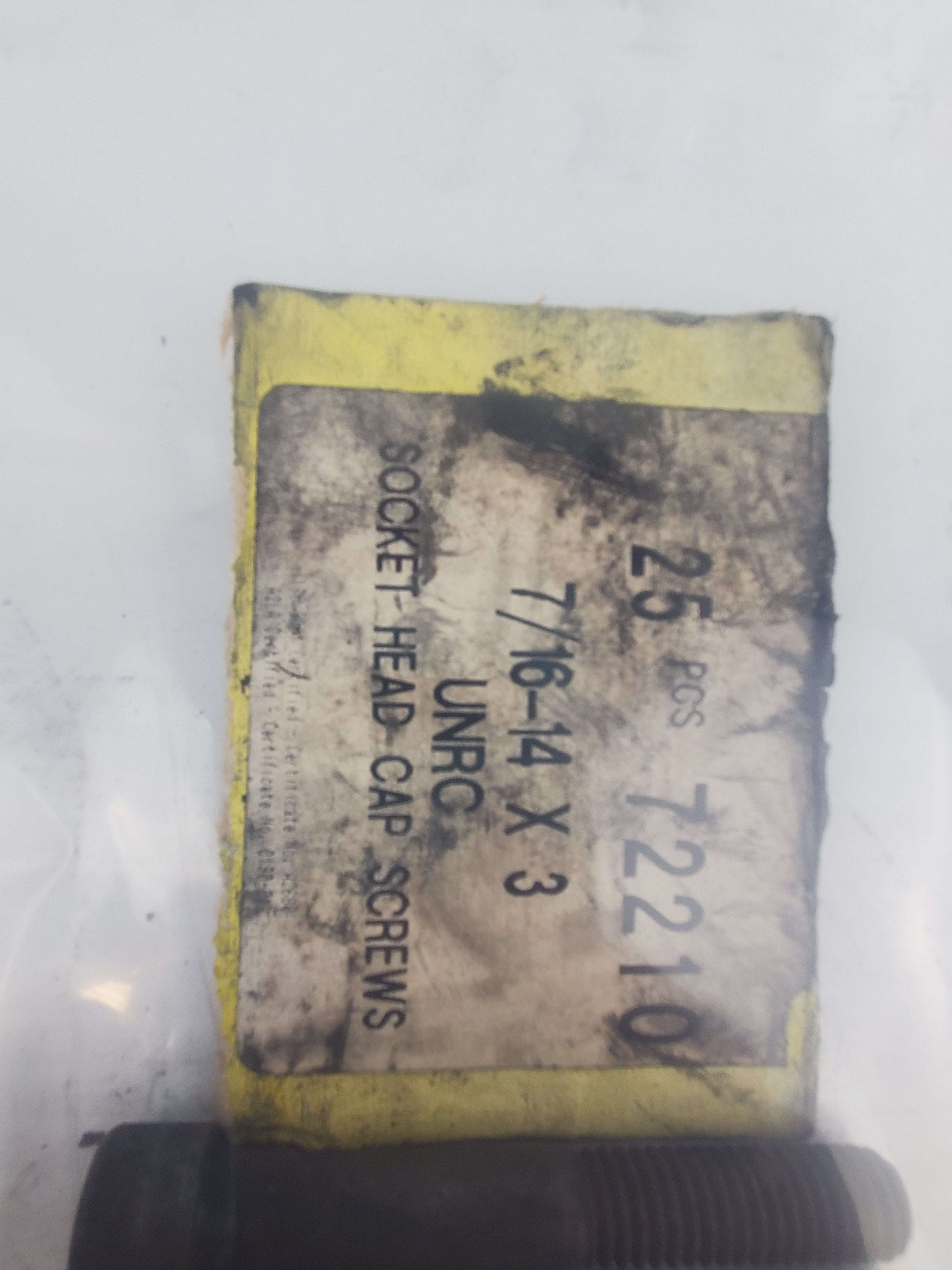 UNRC 72210 7/16-14 x 3 Socket Head Cap Screws (Lot of 5)