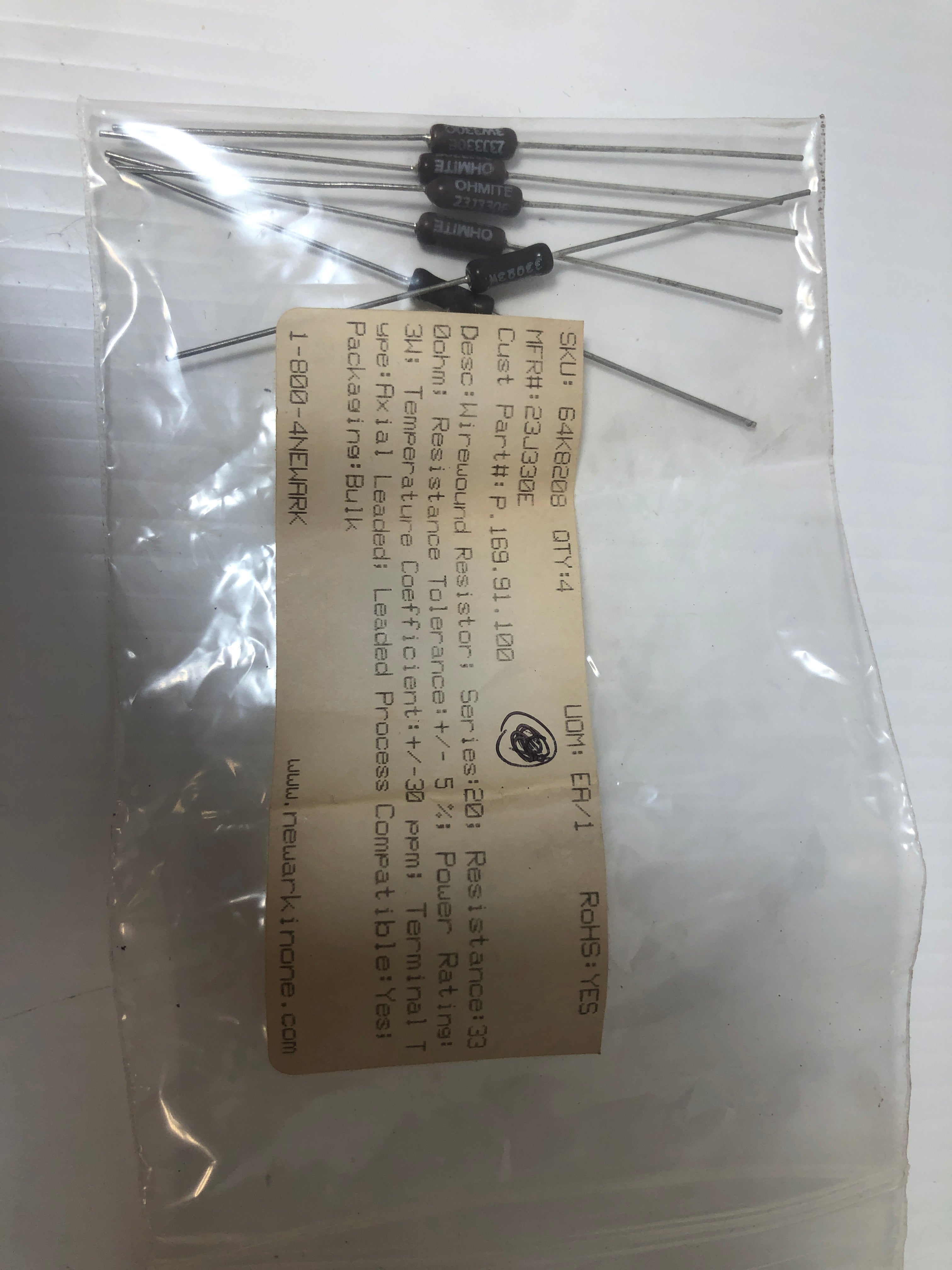 Ohmite Resistor 64K8208 23J330E 330Ω 3W - Lot of 6