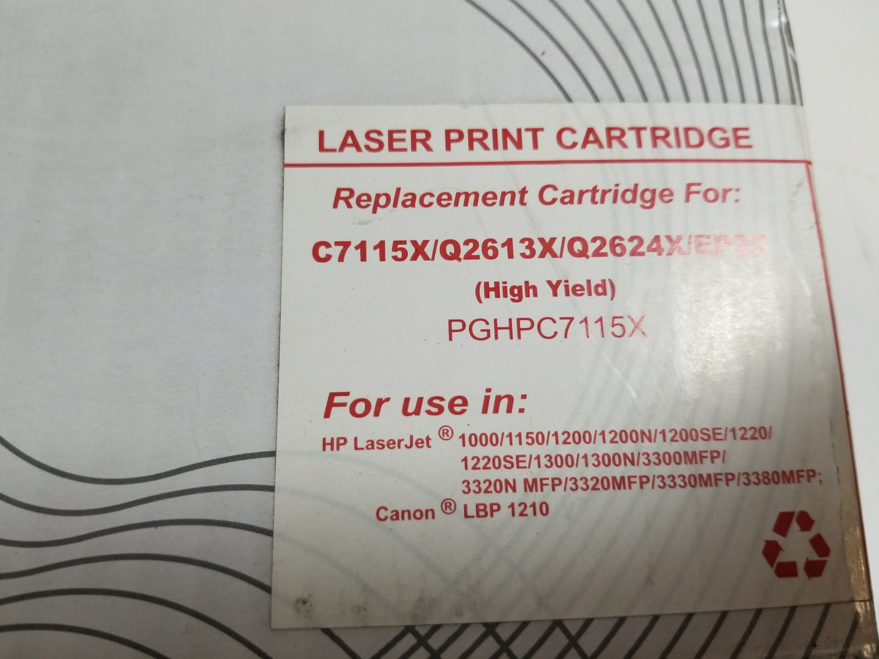 Premium PGHPC7115X High Yield Black Toner Cartridge C7115X