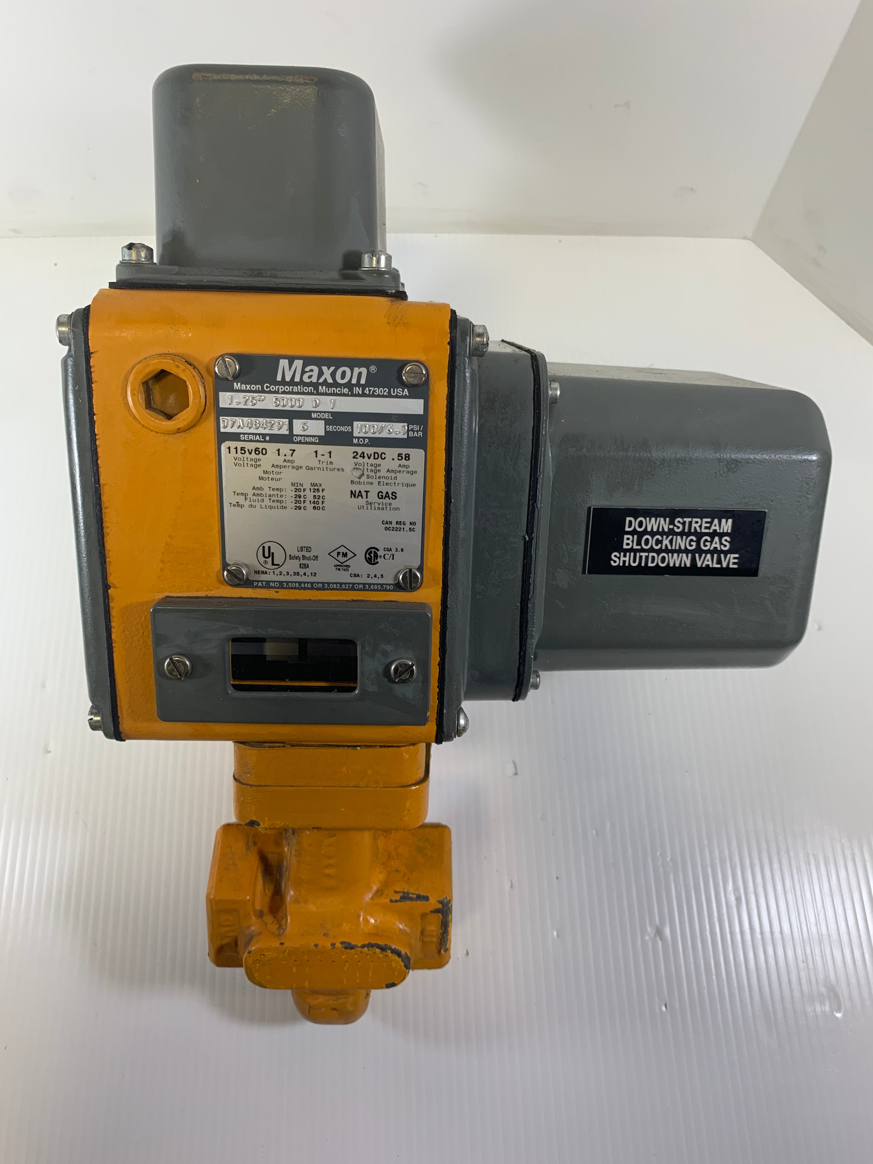 Maxon 1.25" 5000 D1 Shut Off Valve 100PSI 6.9 bar 115V 1.7A