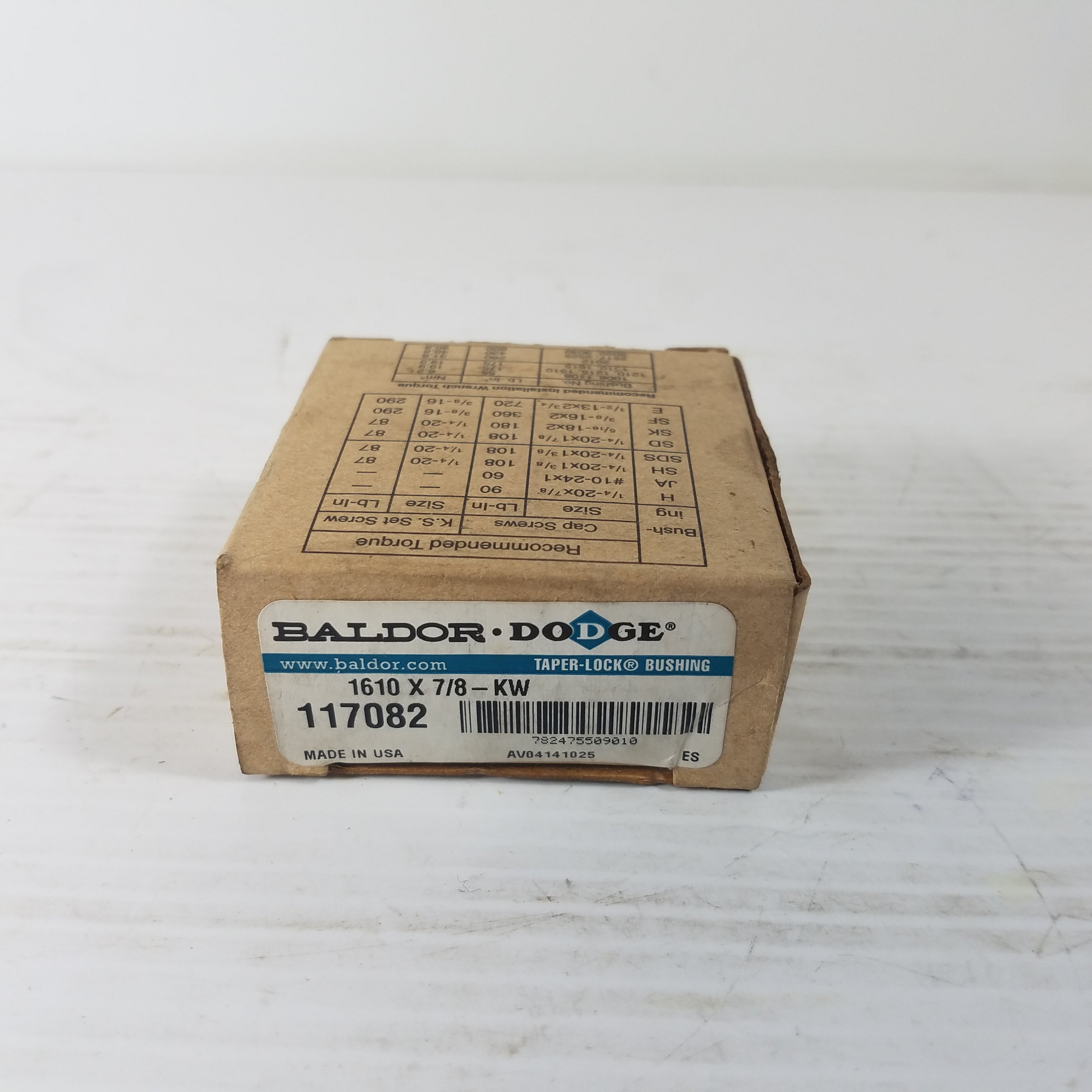 Baldor Dodge 117082 1610 x 7/8-KW Taper Lock Bushing