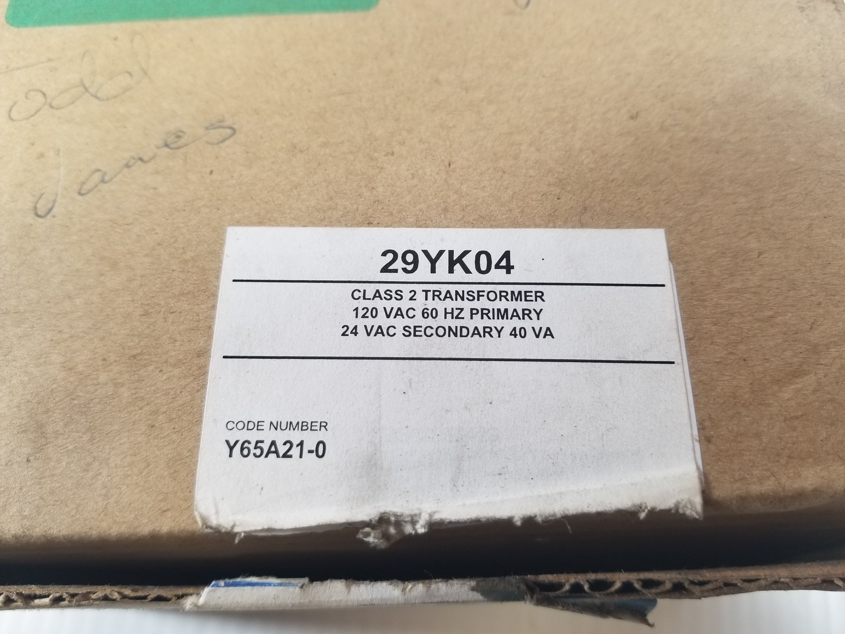 Johnson Controls 29YK04 Class 2 Transformer