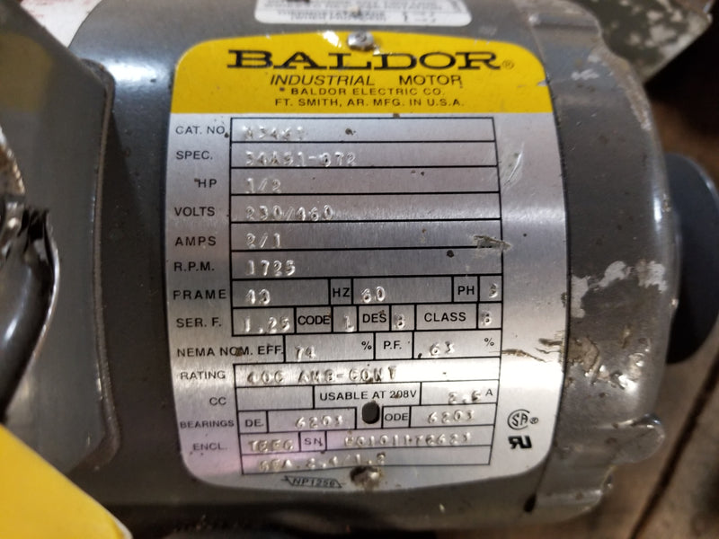 Baldor M3461 3-Phase 1/2HP Electric Motor