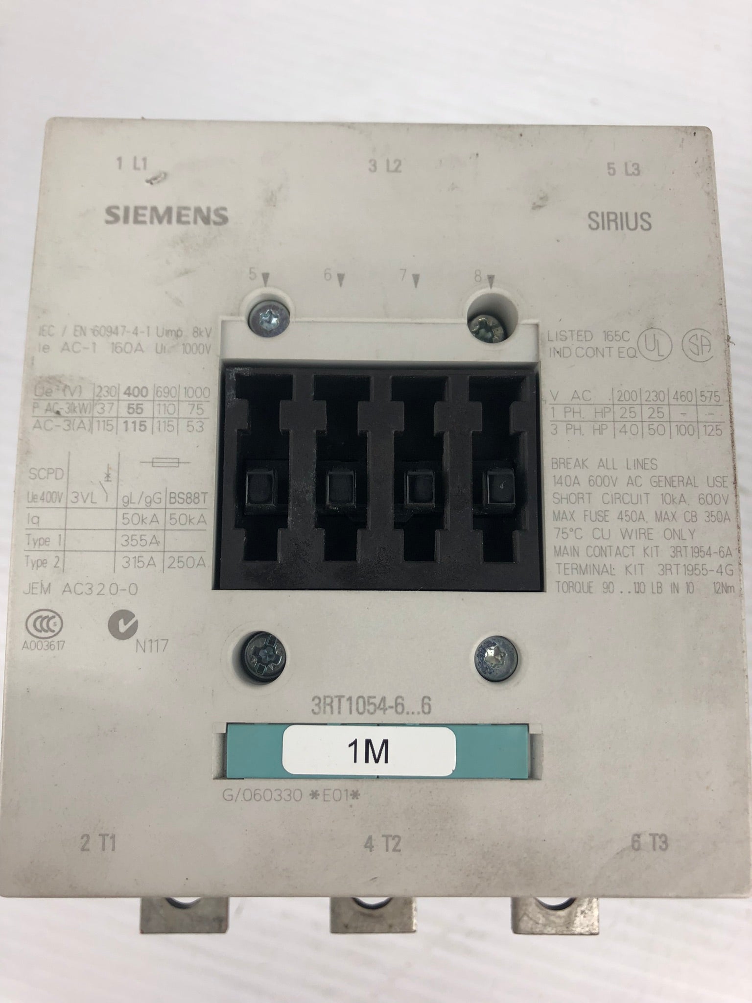 Siemens 3RT1054-6...6 Motor Starter / Contactors