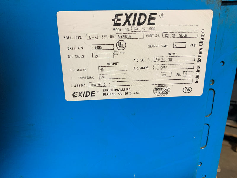 Exide Battery Charger 3000 G3-24-1050 24 Cell 3 Ph