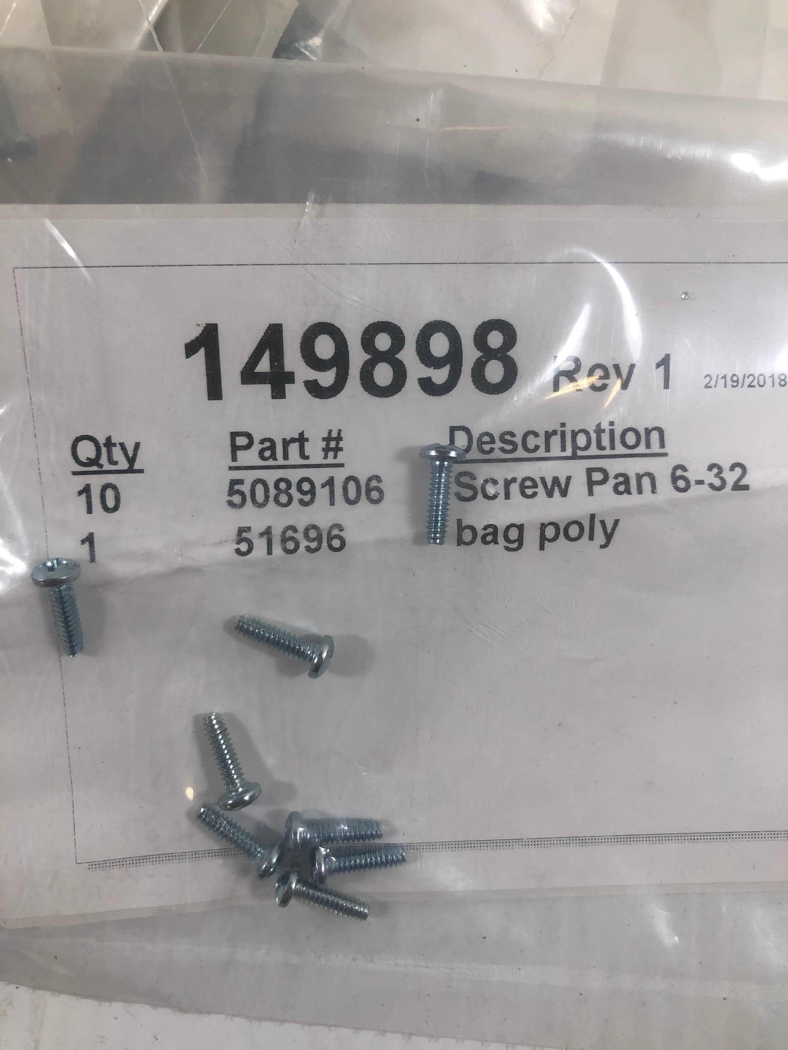6-32 x 1/2" Phillips Pan Head Machine Screw Stainless Steel Lot of 190