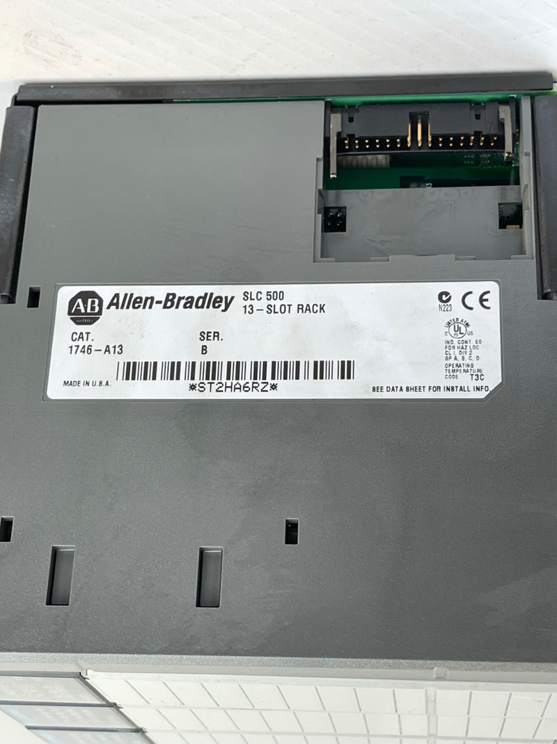 Allen Bradley 13 Slot Rack SLC 5/04 CPU 6 Input DC Sink 5 Output Source Counter