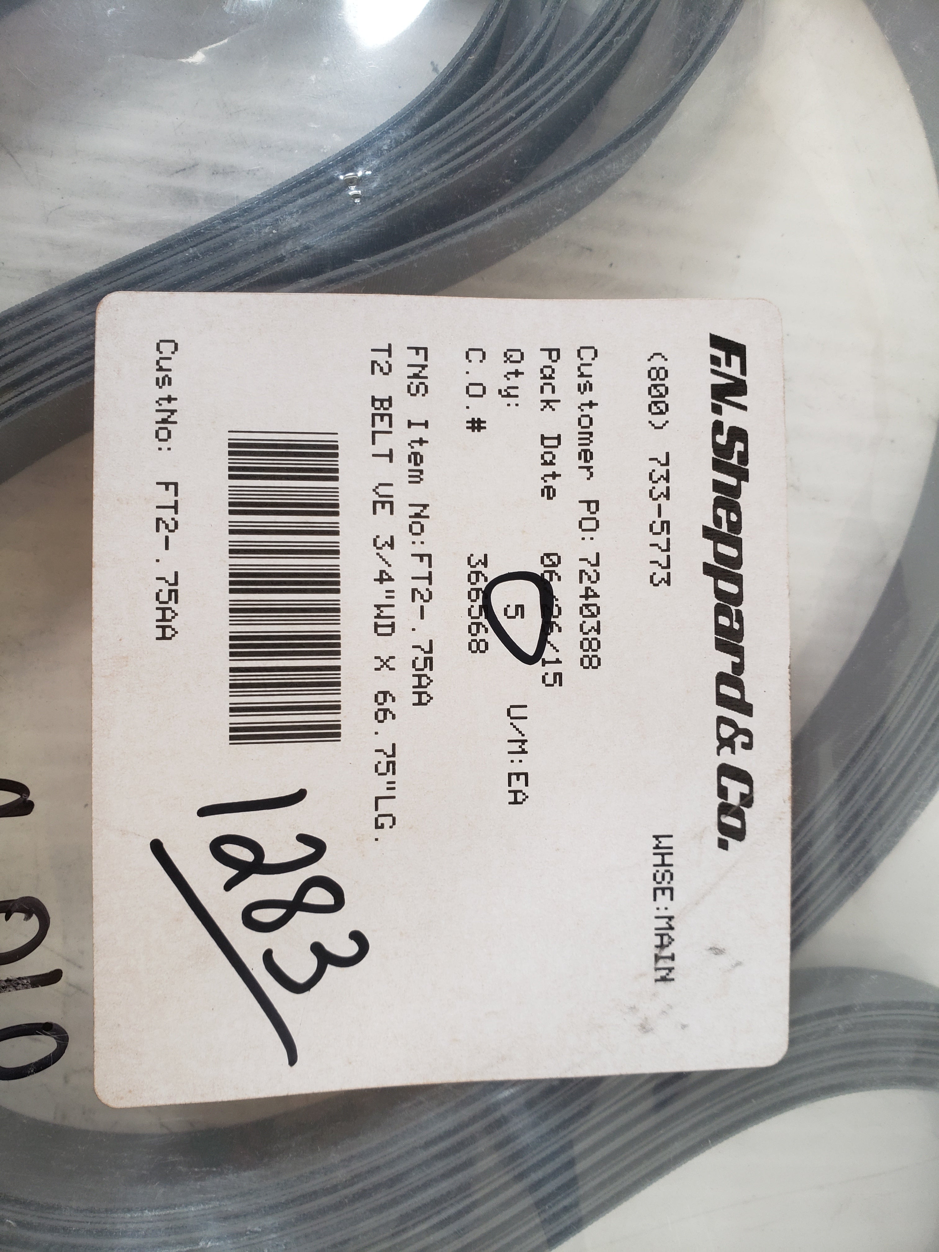 F.N.Sheppard & Co Belt FT2-.75AA Package of 5