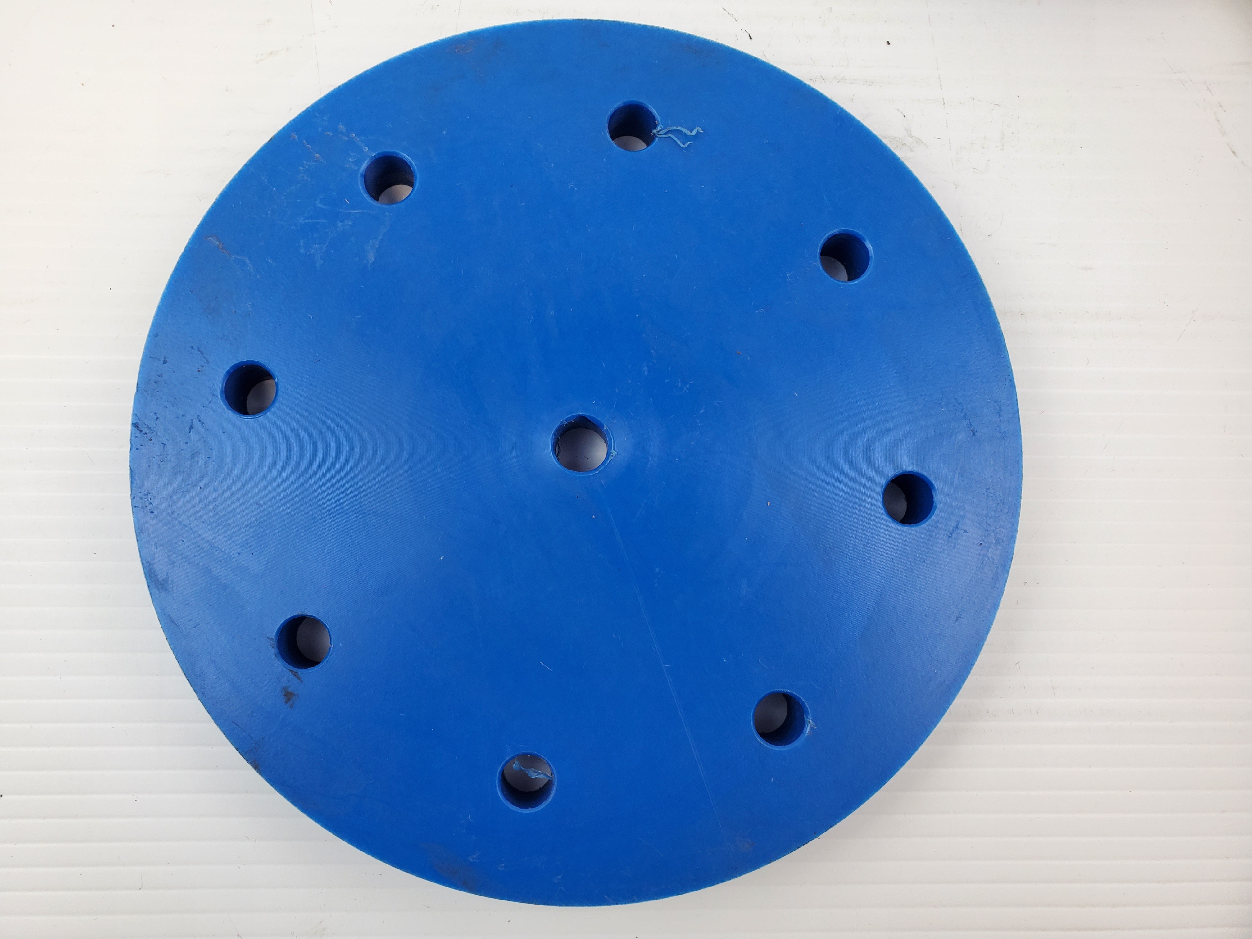 Blue Poly Plastic Round Disc with Holes DIY Home Decor Craft Art Disc - Lot of 6