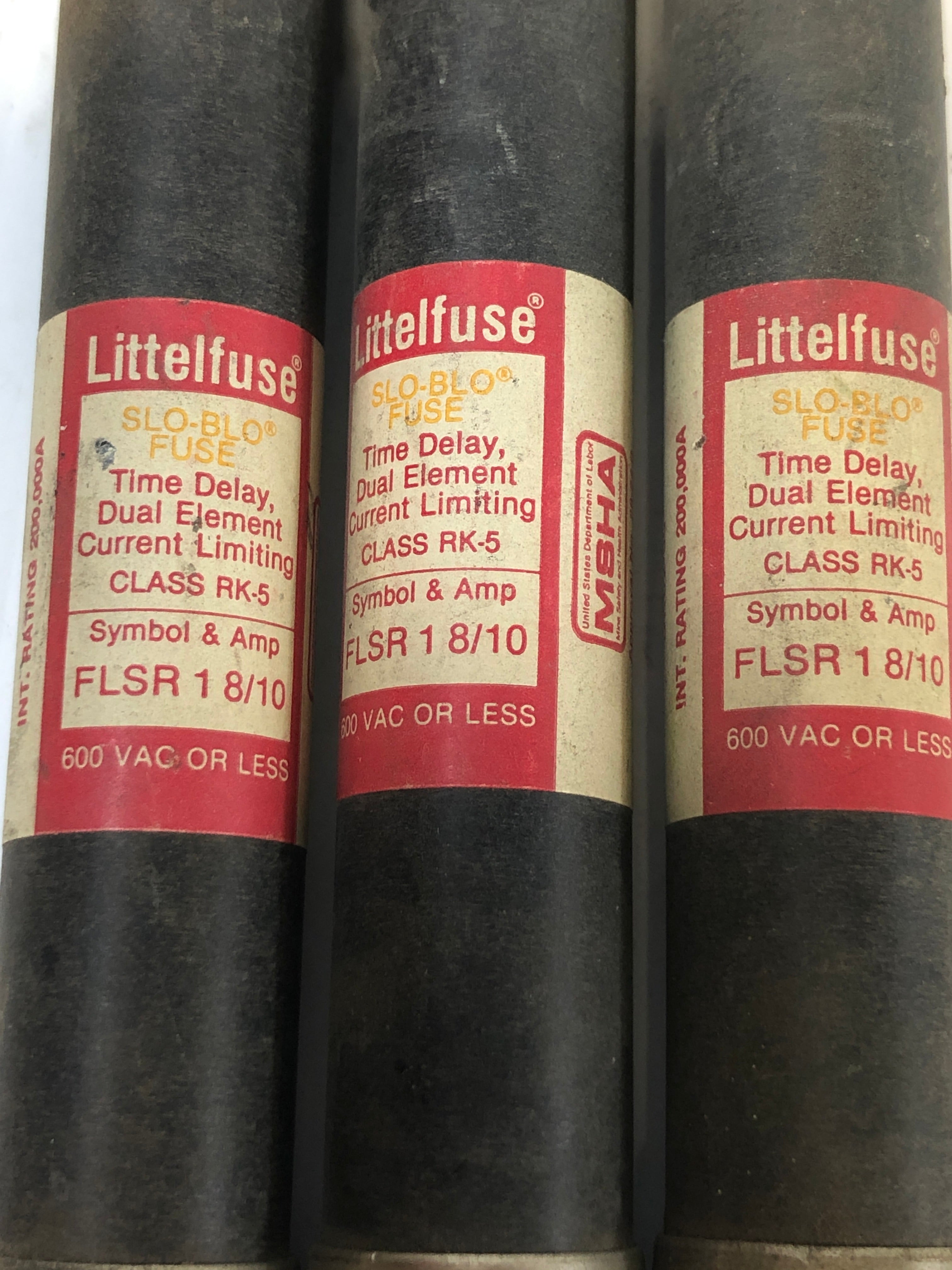 Littelfuse FLSR 1-8/10 Slo-Blo Fuse Class RK5 - Lot of 3