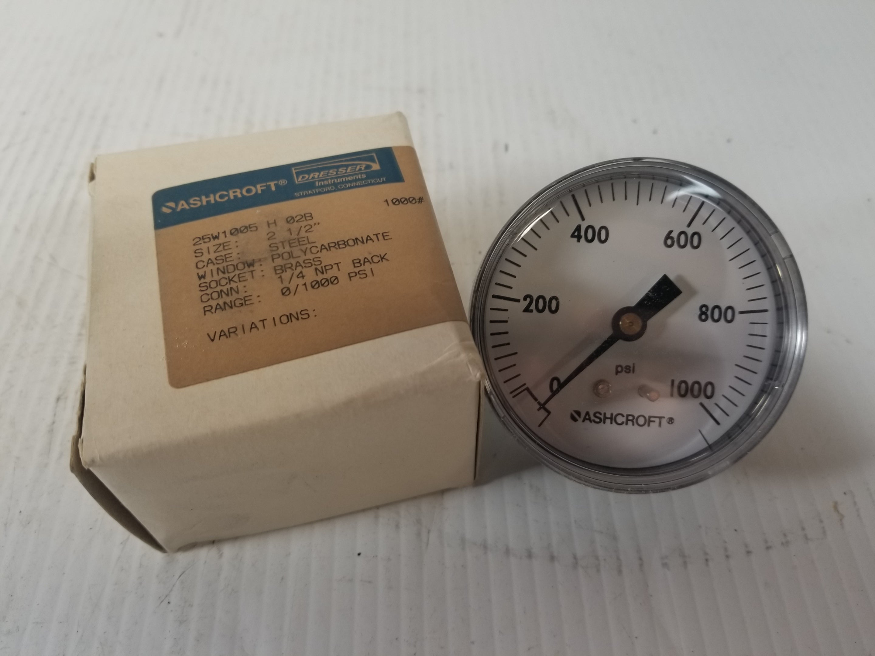 Ashcroft 25W1005 Pressure Gauge 1000PSI