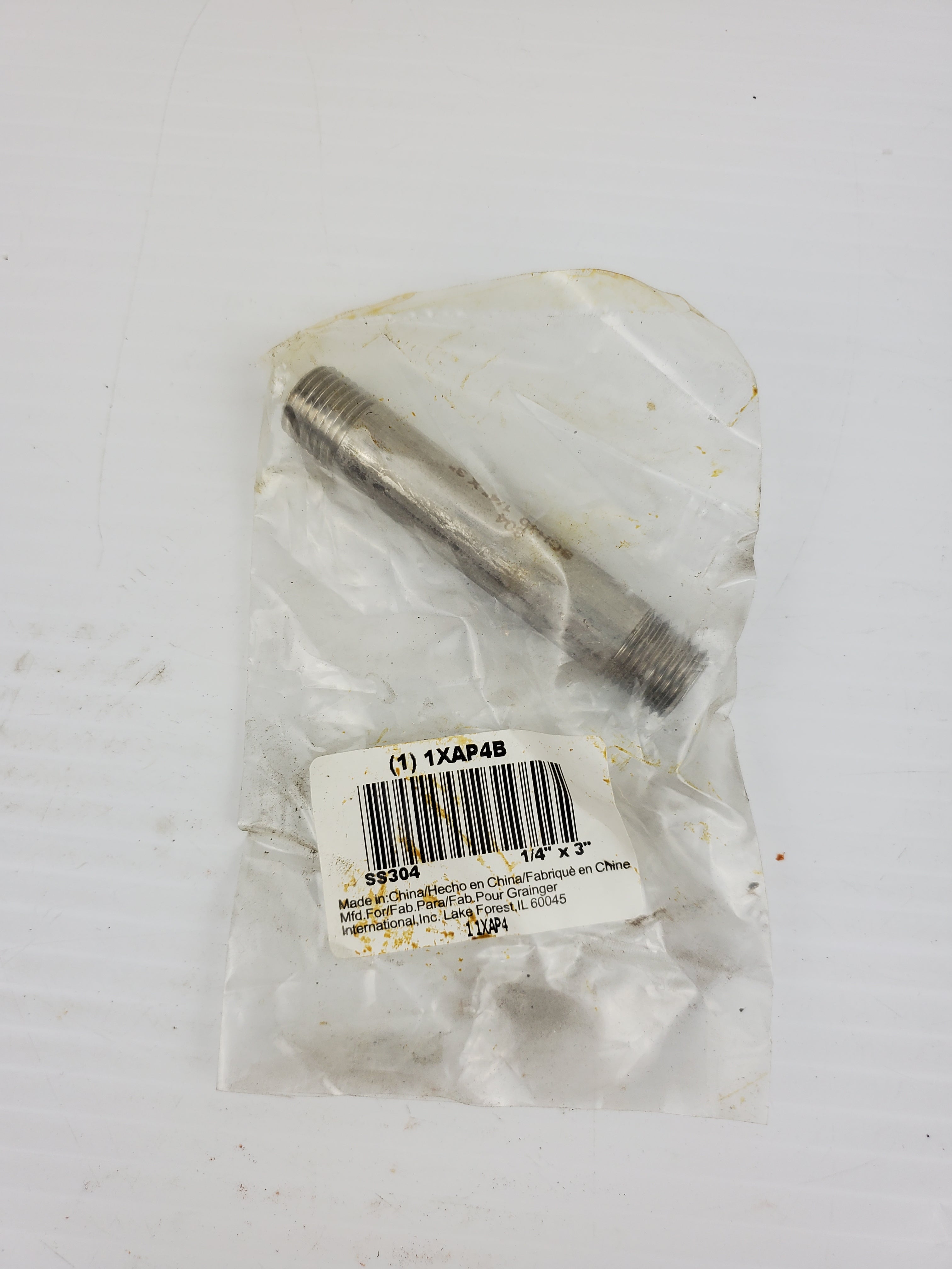 Stainless Steel Pipe 304 SCH40 1/4" x 3" 1XAP4B