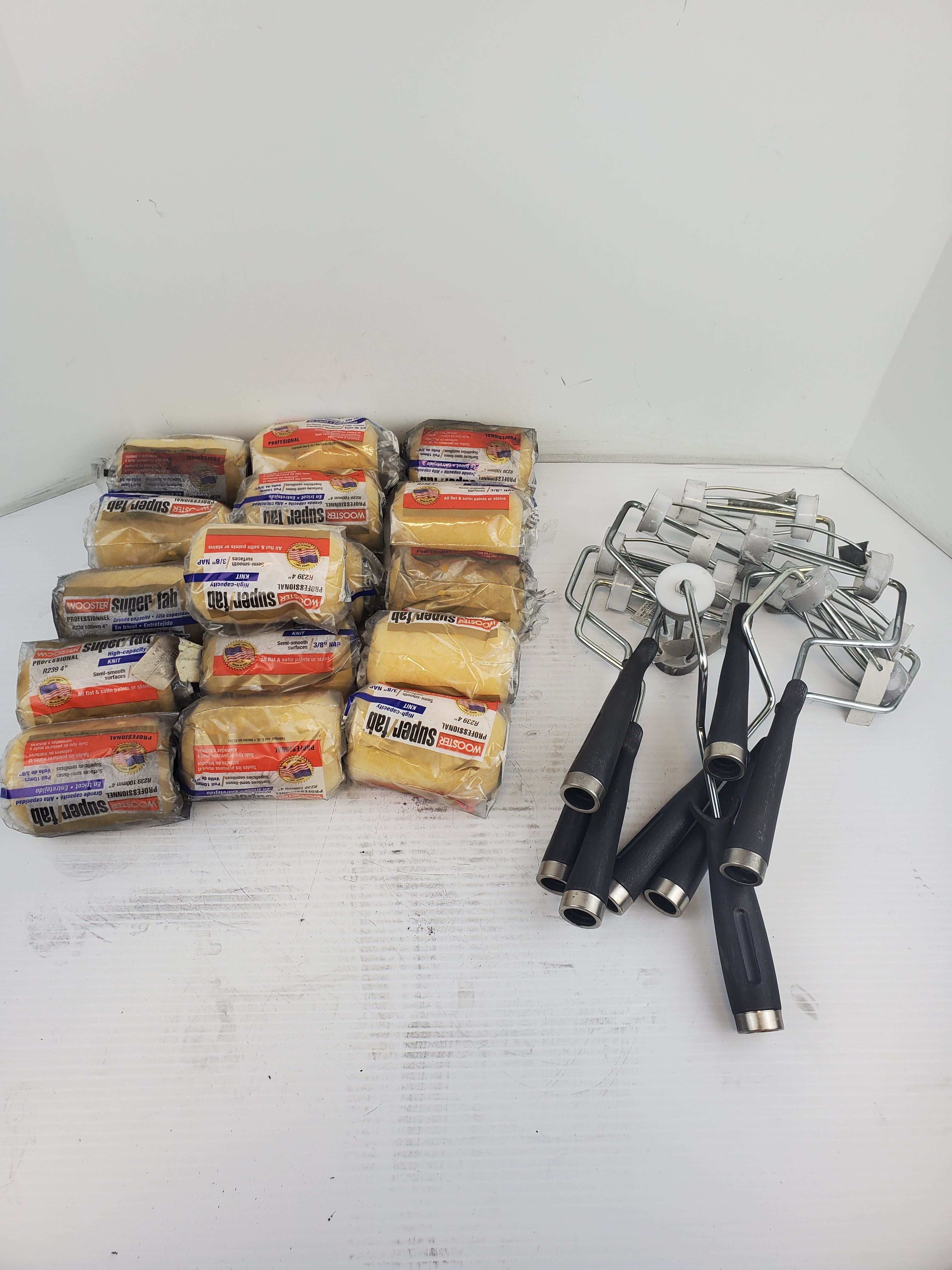 Wooster R239 4" Paint Roller & Roller Handle 412-IMP 16 Brushes 8 Roller Handles
