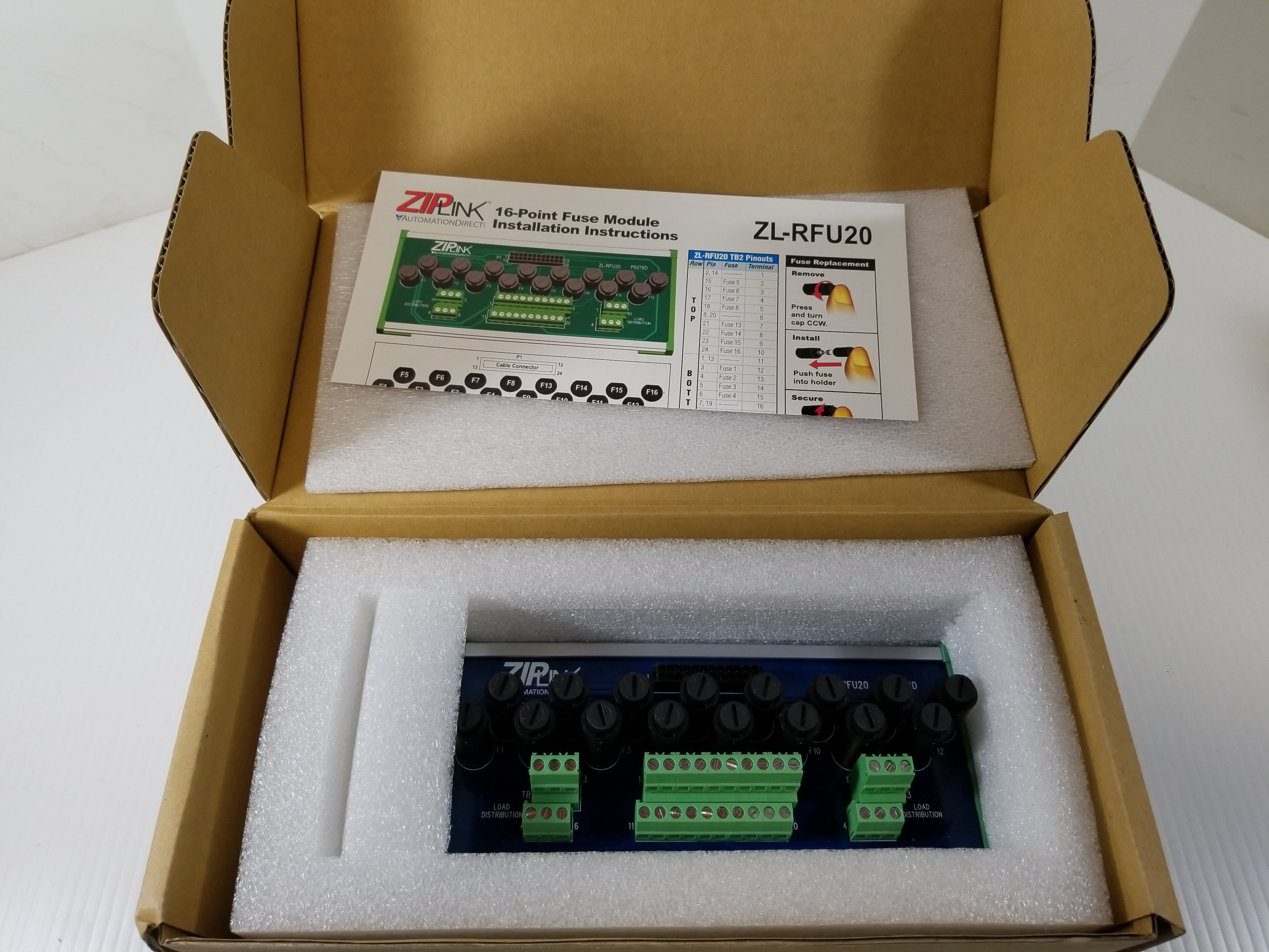Automation Direct ZL-RFU20 ZipLink Remote Fused Output Module MDL 20 PIN