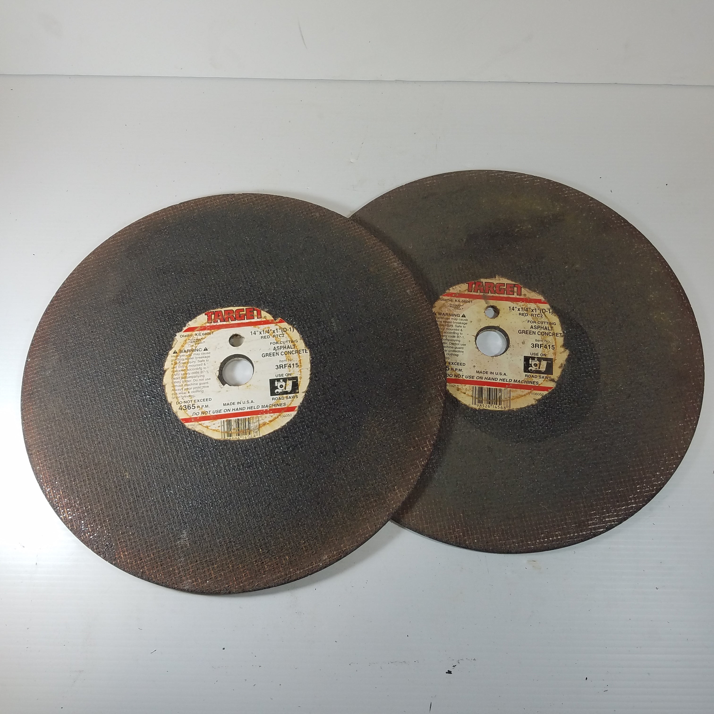 Target 3RF415 Abrasive Cutting Wheel 14x1/4x1" Asphalt (Lot of 2)
