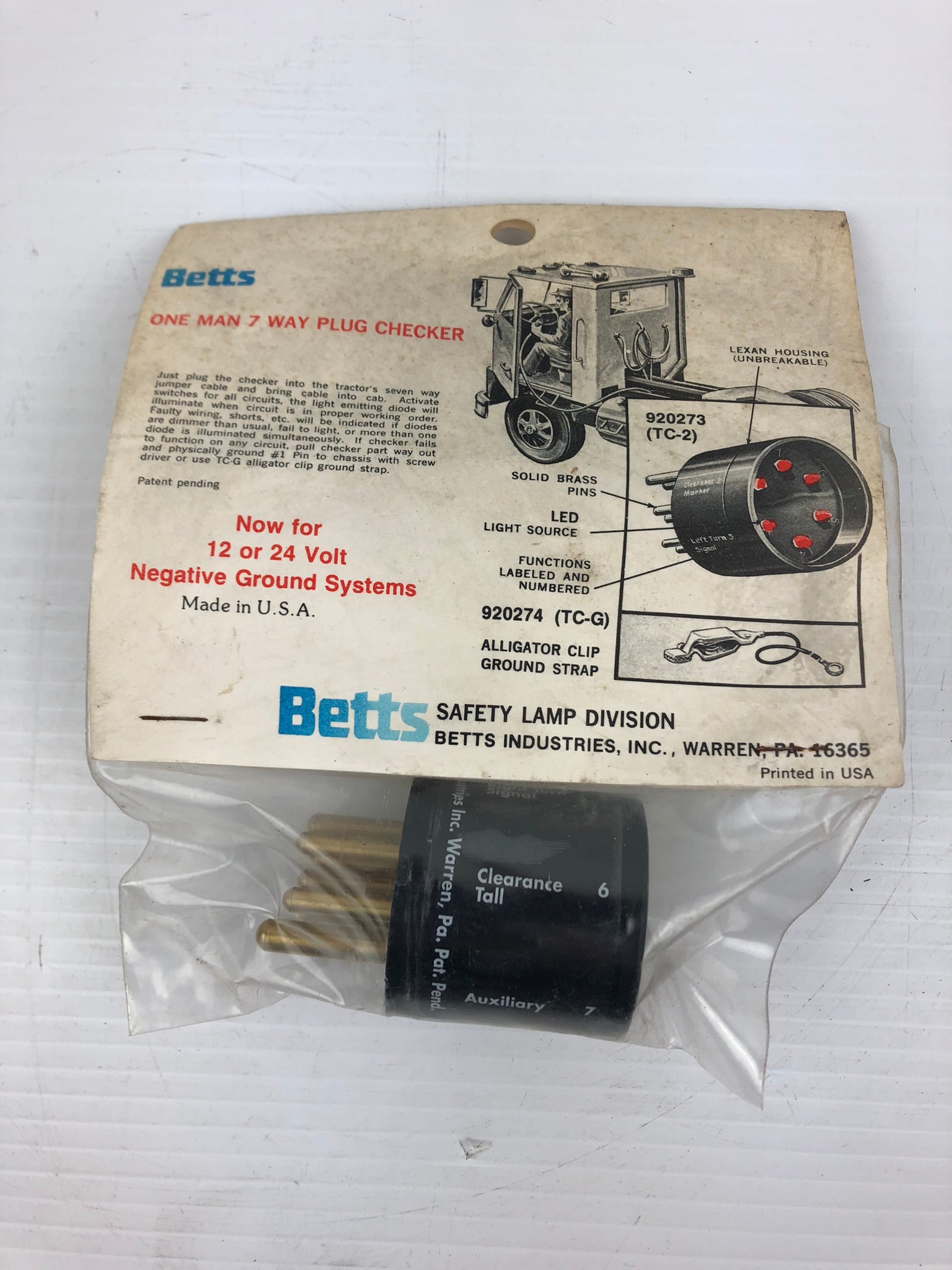 Betts Industries 920273 One Many 7 Way Plug Checker 12 or 24 Volt
