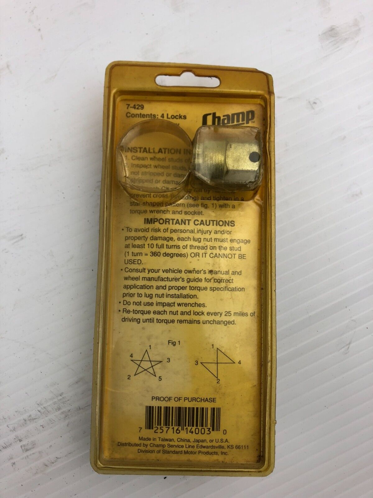 Champ 7-429 Wheel Locks Duplex Acorn 9/16" RH