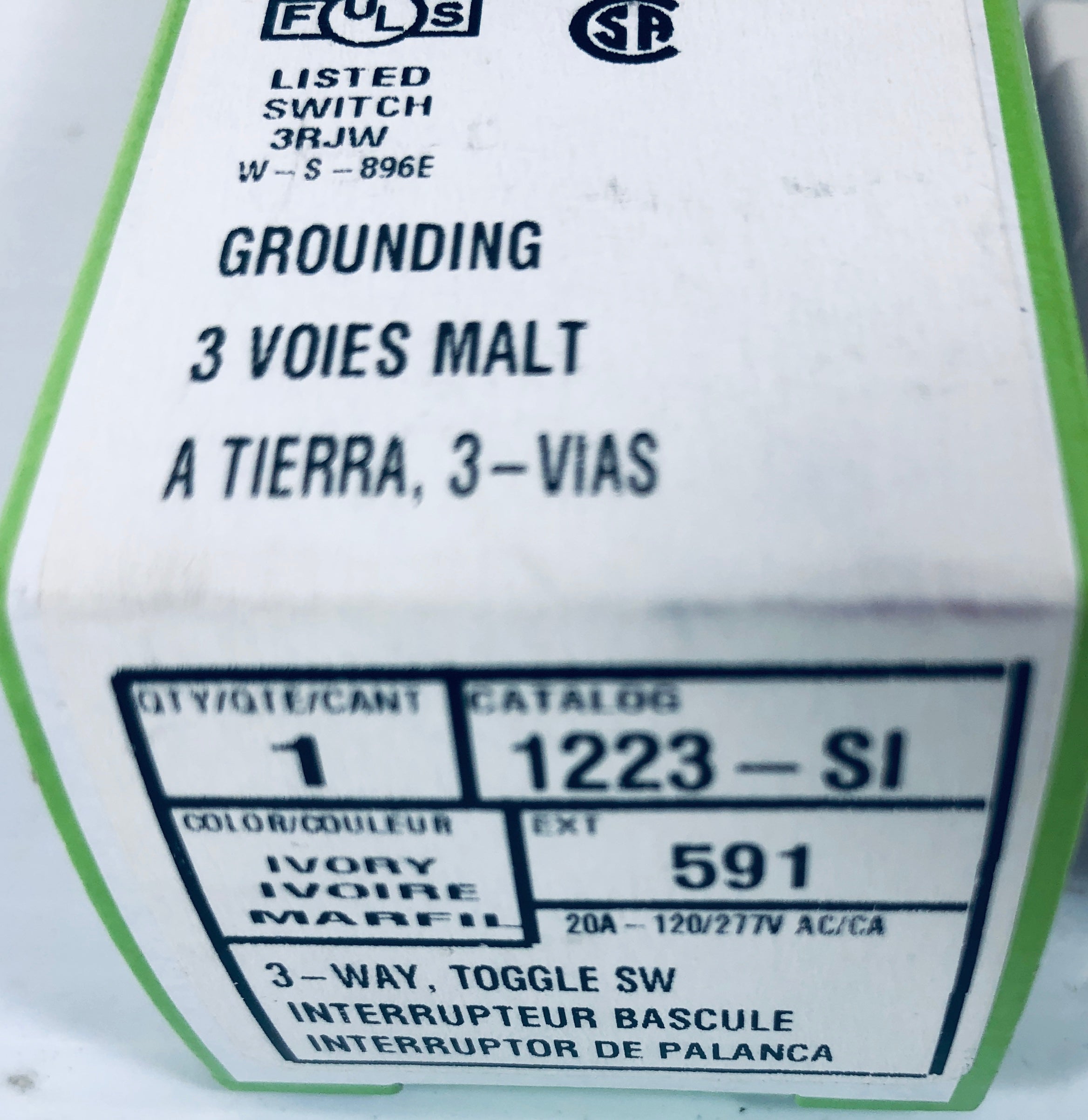 Leviton 3-Way Toggle 1223-SI (Lot of 5)