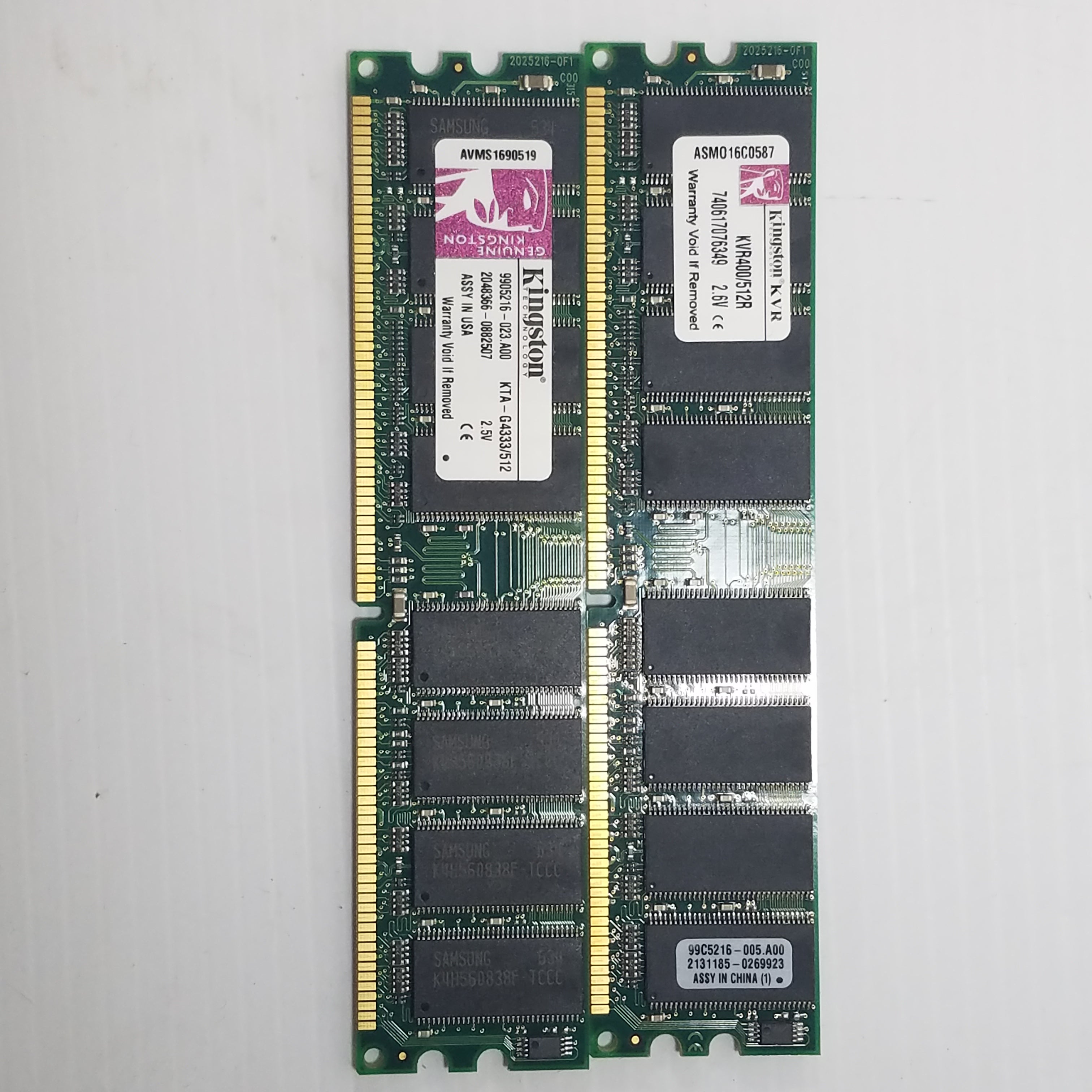 Kingston 512MB KVR400X64C3A/512 Value RAM (Lot of 2)
