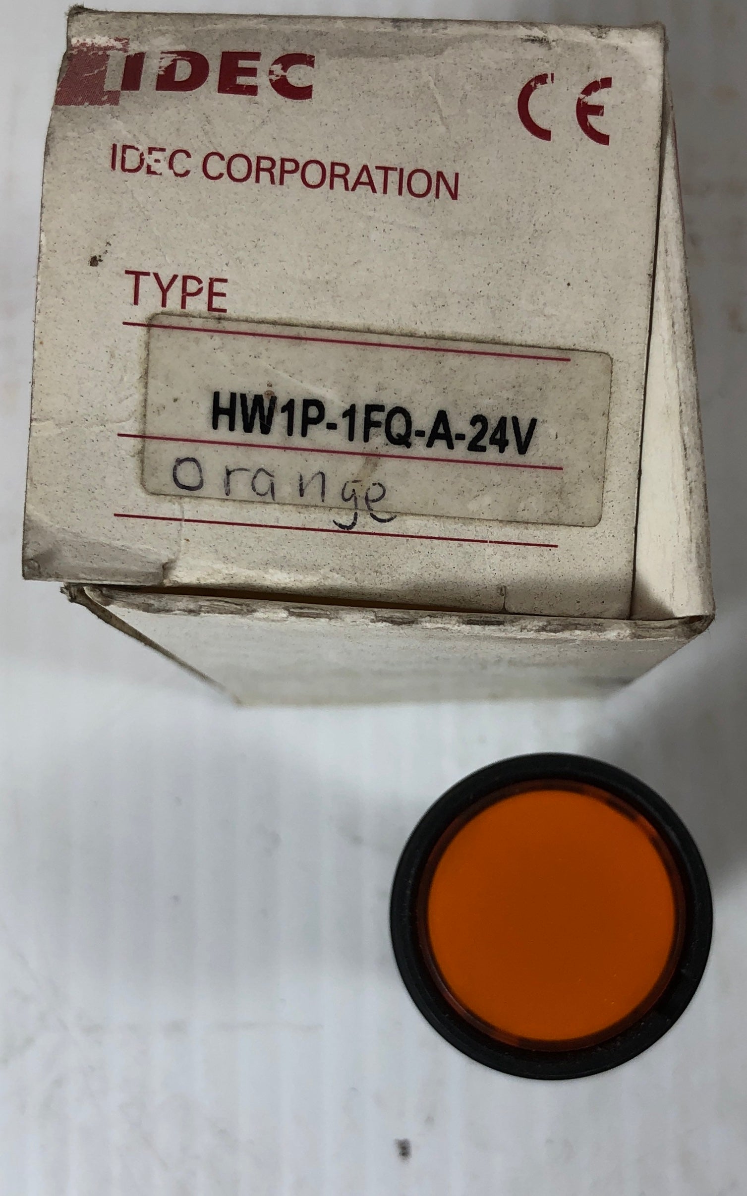 IDEC Pushbutton Switch HW1P-1FQ-A-24V Orange Lens