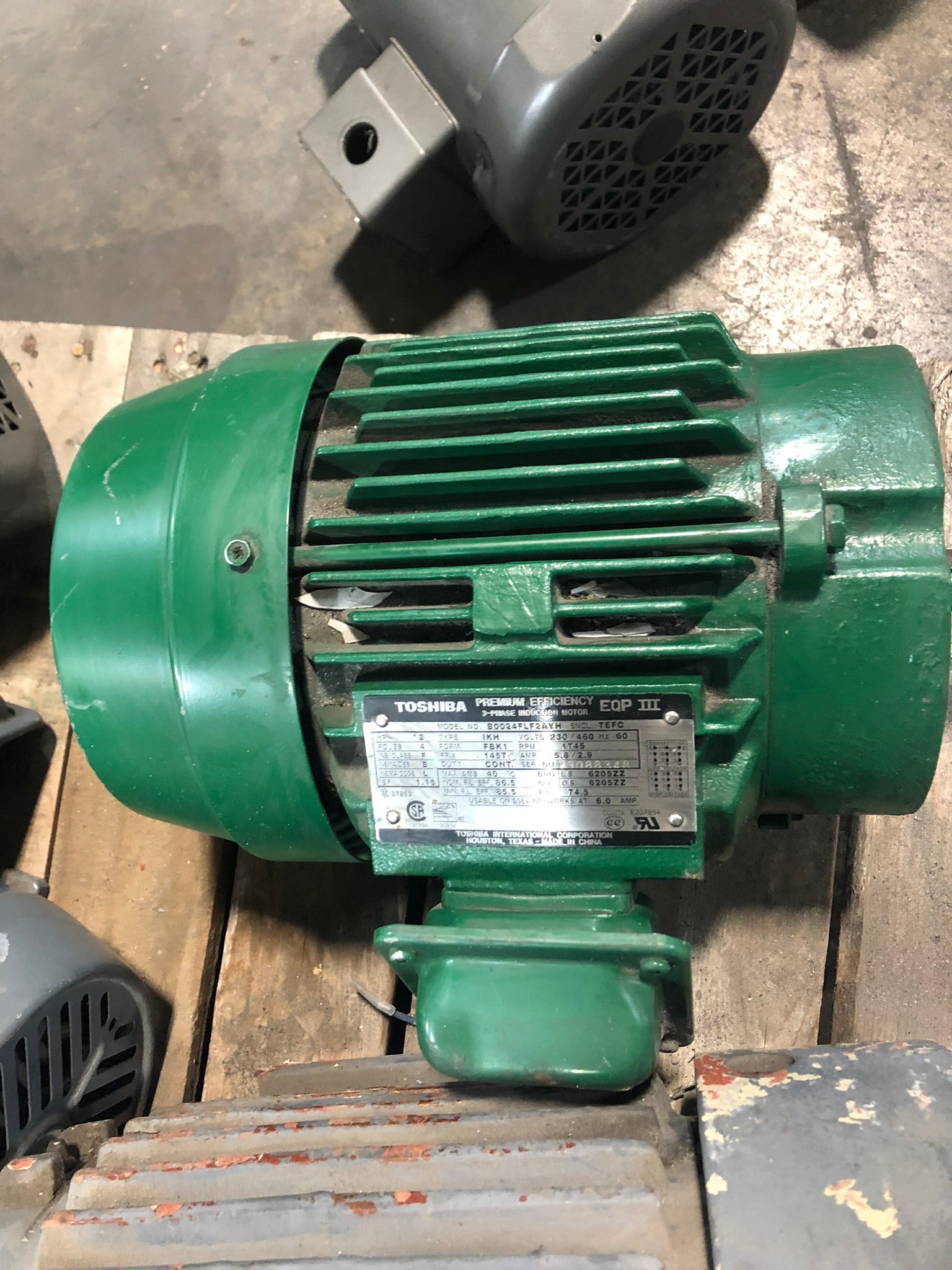 Toshiba Premium Efficiency Motor B0024FLF2AYH 2 HP 230/460 Volts 60 Hz 1745 RPM