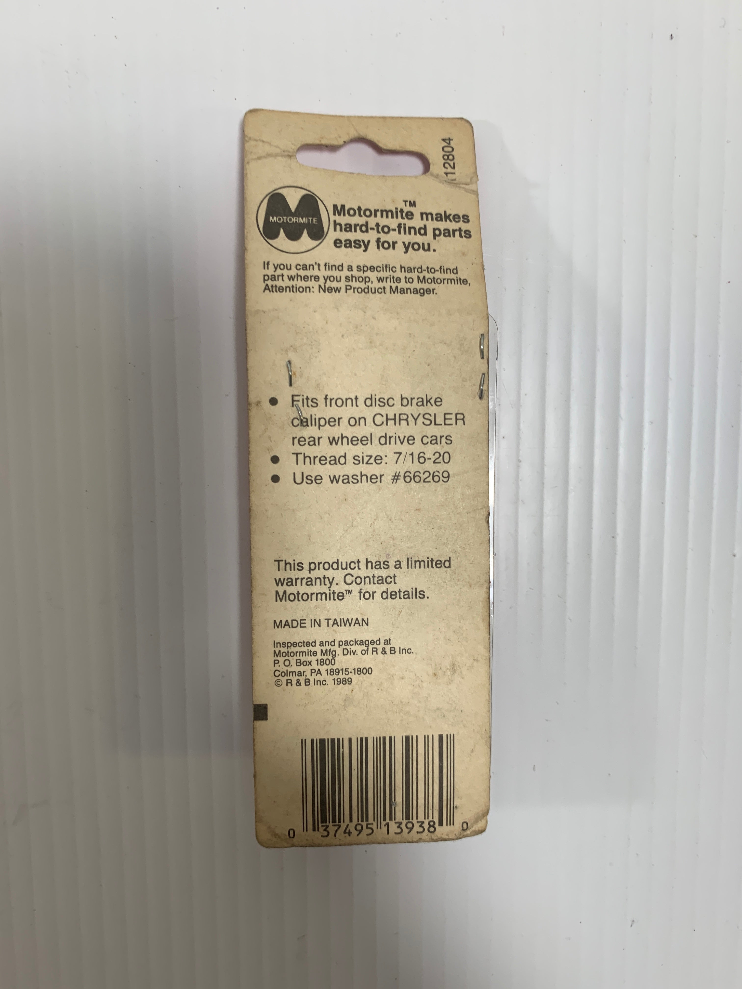 Help! Brake Hose to Caliper Connecting Bolt 13938