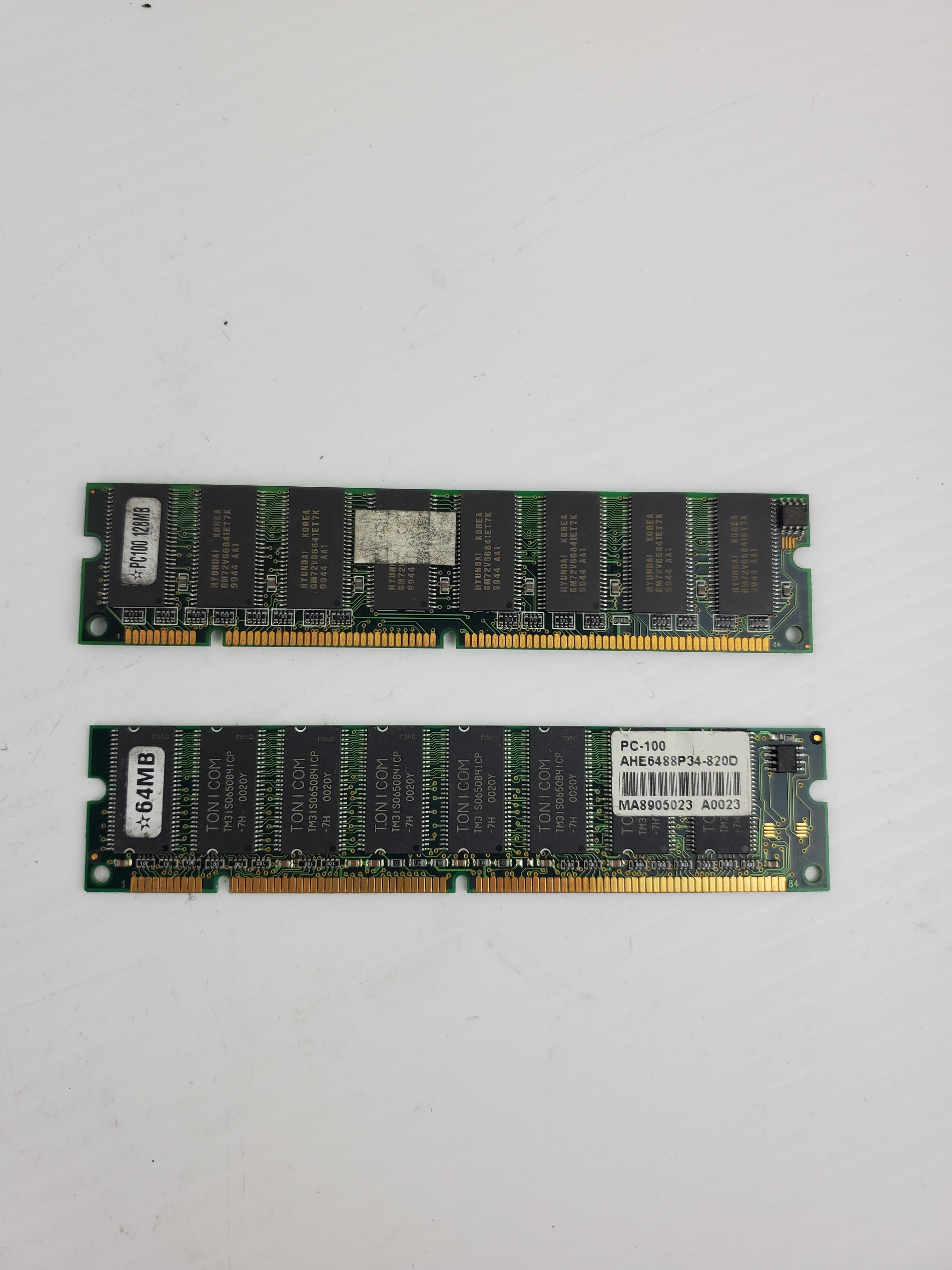 Hyundai GM72V66841ET7K RAM Memory PC100 128MB and 64MB (Lot of 2)