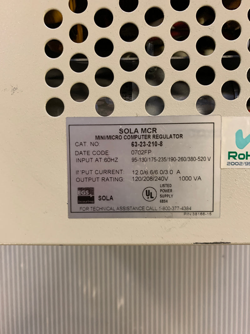 SOLA MCR Mini/Micro Computer Regulator 63-23-210-8