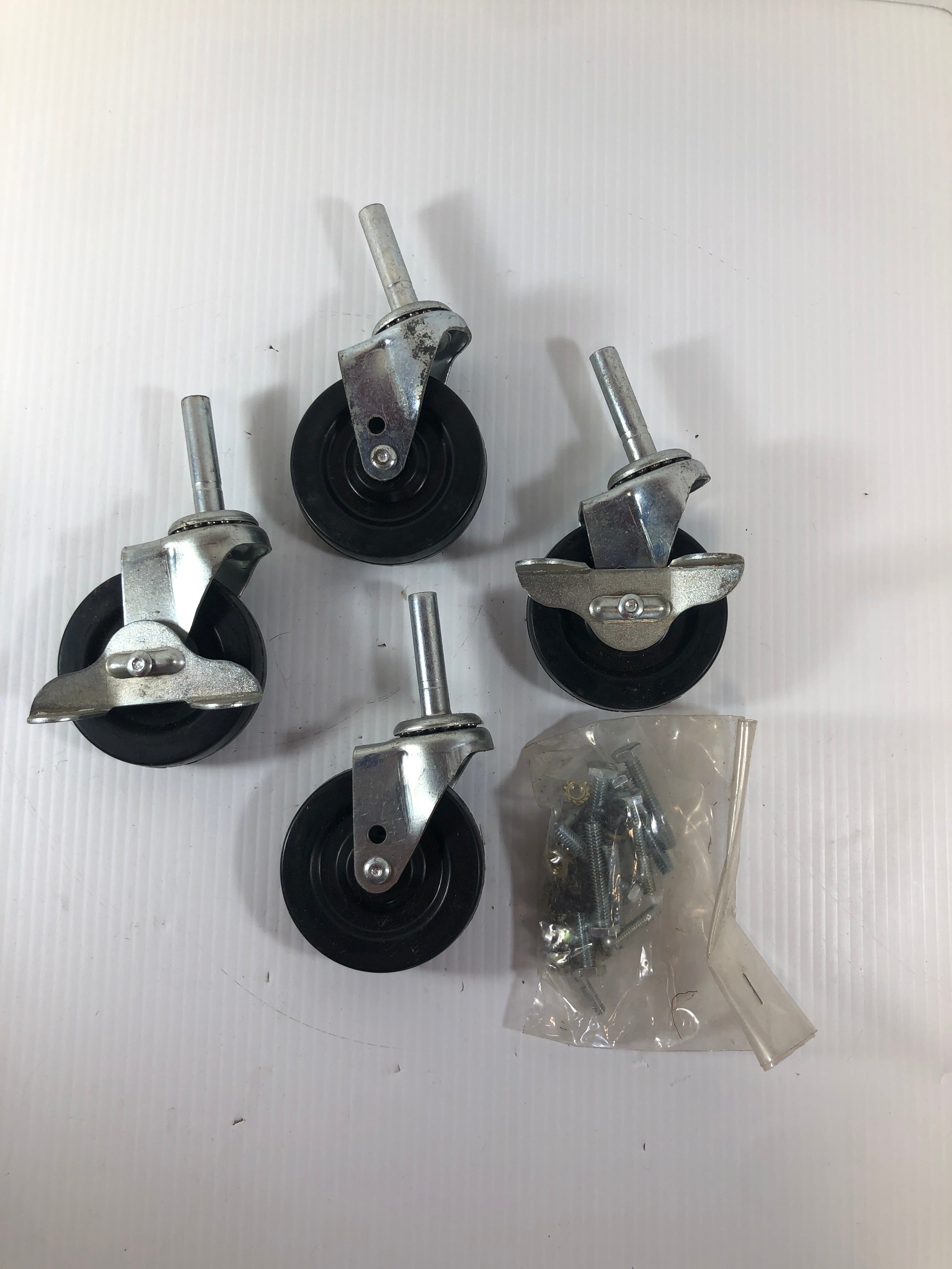 Swivel Caster Wheel Rubber 3" 1-3/4" Stem and Hardware - Lot of 4