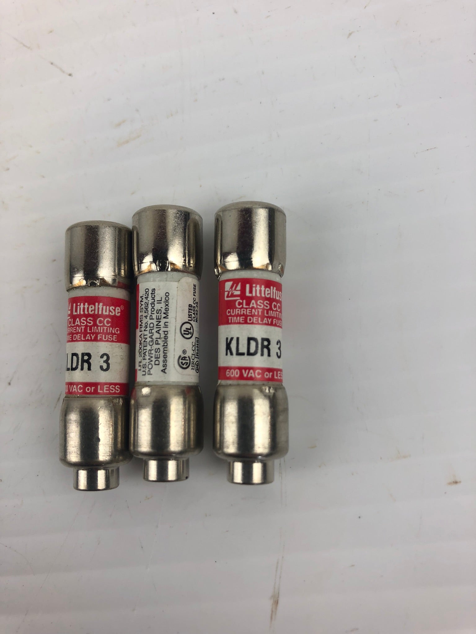 Littelfuse KLDR-3 Fuse 600V Class CC - Lot of 3