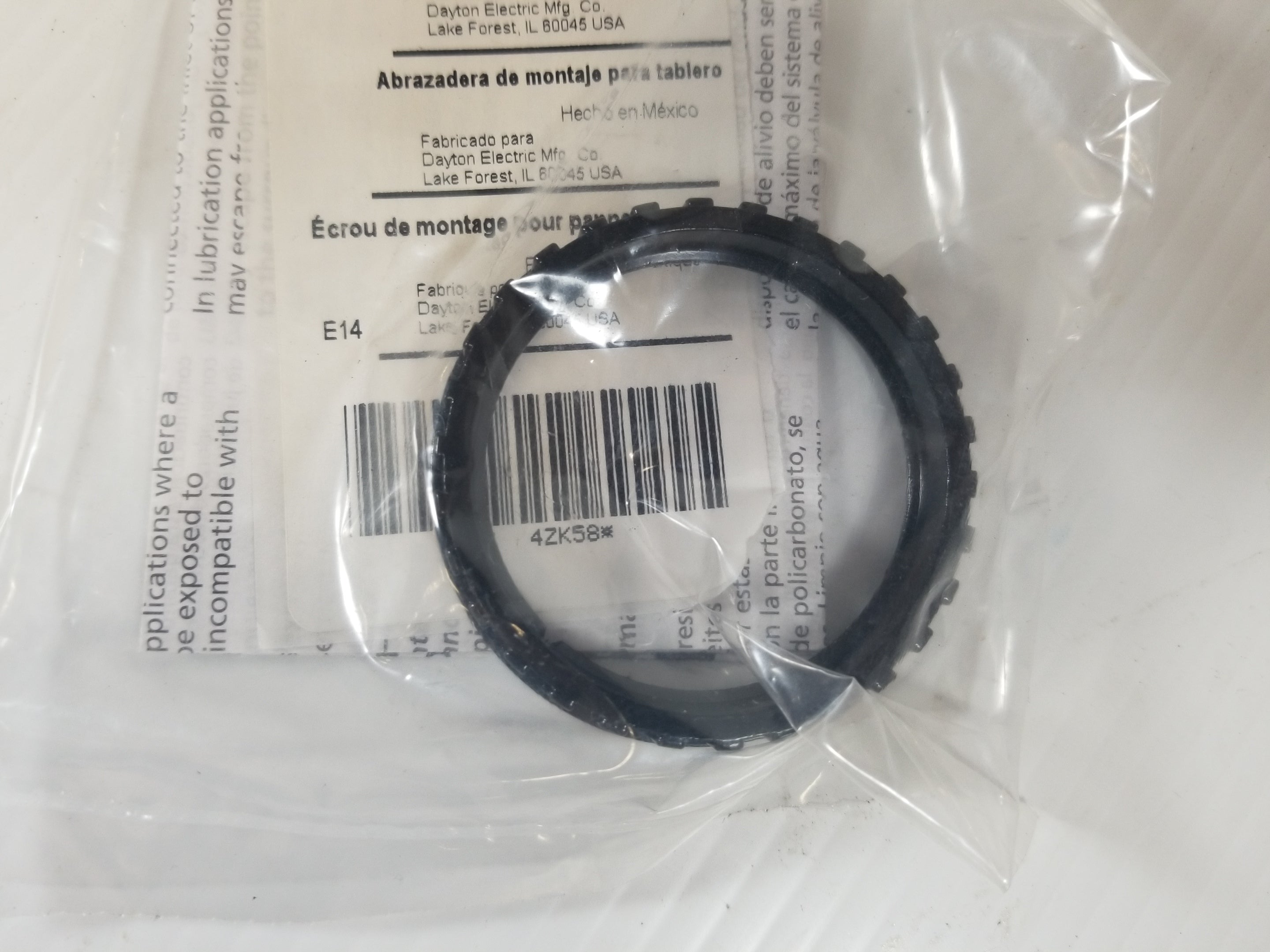 Speedaire 4ZK58 Panel Mounting Nut