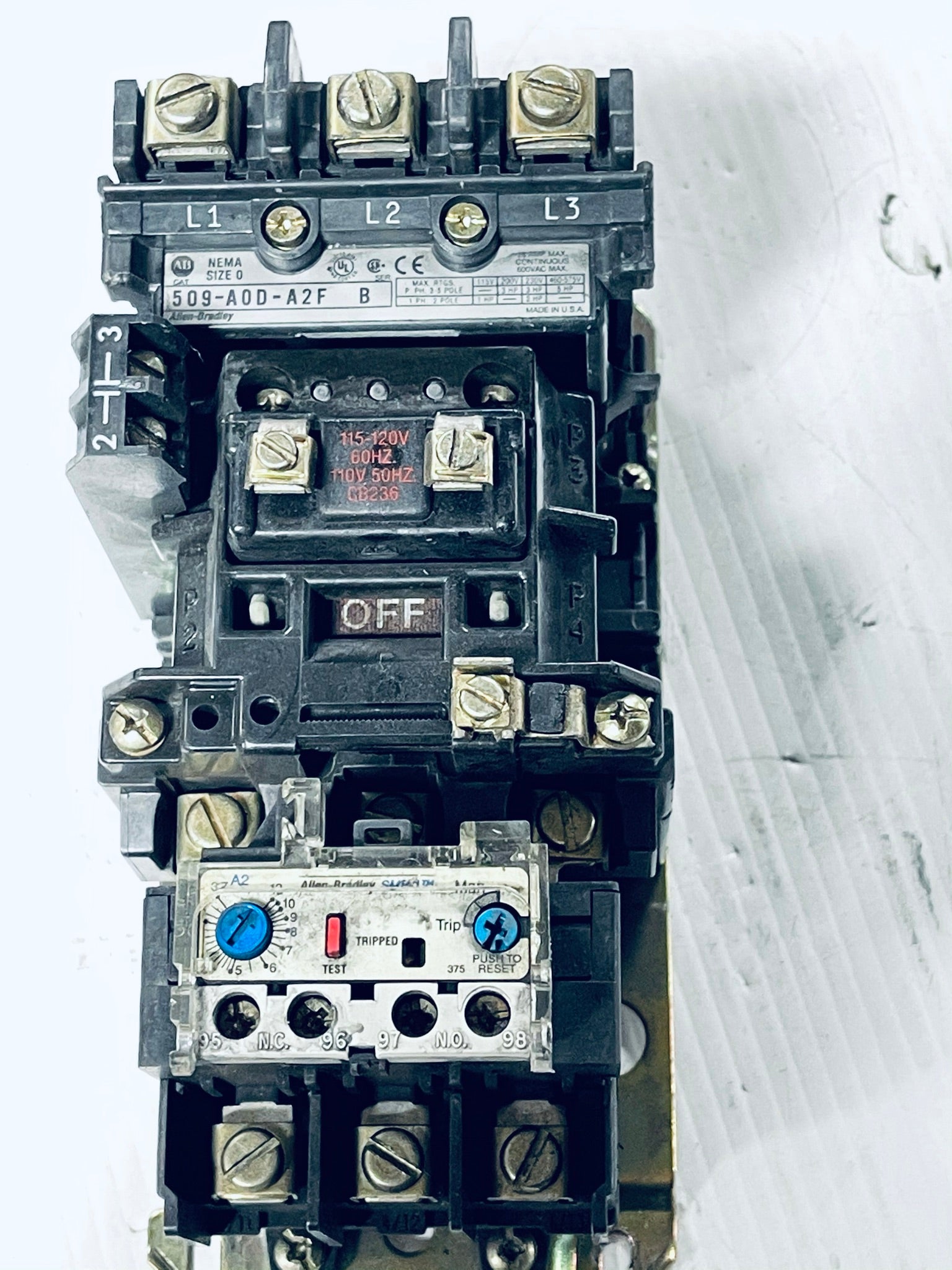 Allen-Bradley Starter 509-AOD-A2F Auxiliary Contact 595-A Relay 592-A2FA