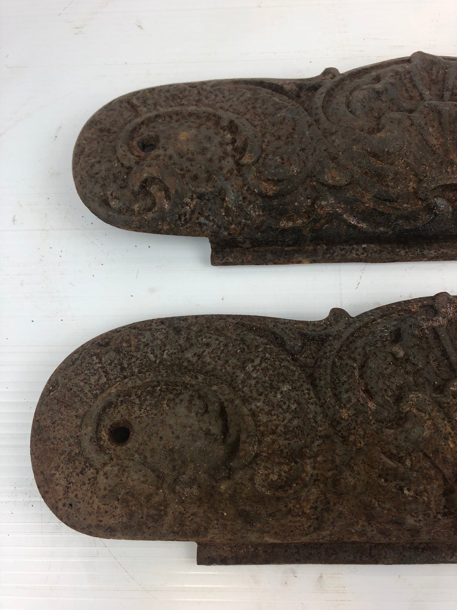 Antique Foster Stoves and Ranges Cast Iron 17" Decorative Panel (Lot of 2)