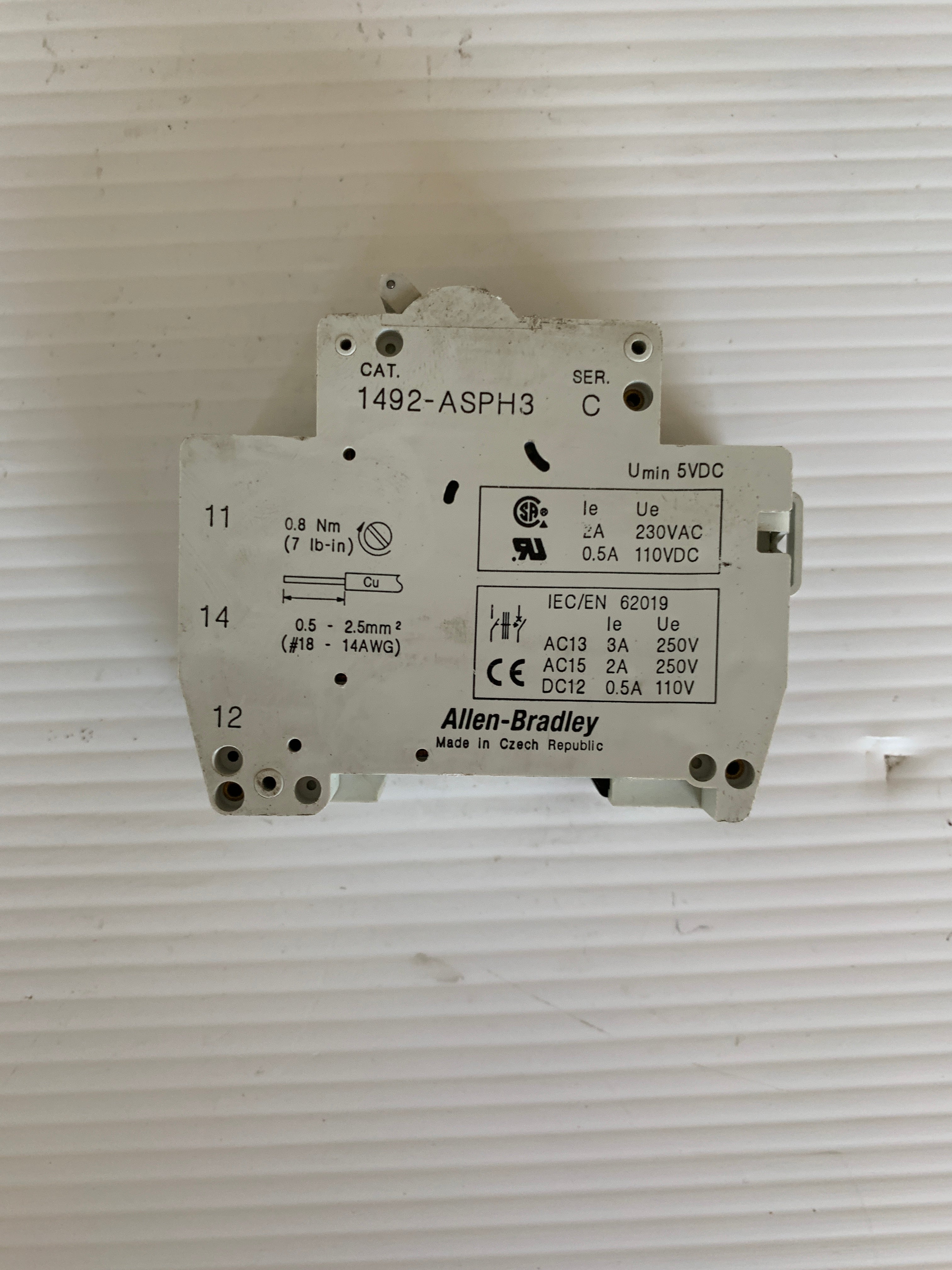 Allen-Bradley 1492-ASPH3 Auxiliary Contact Series C
