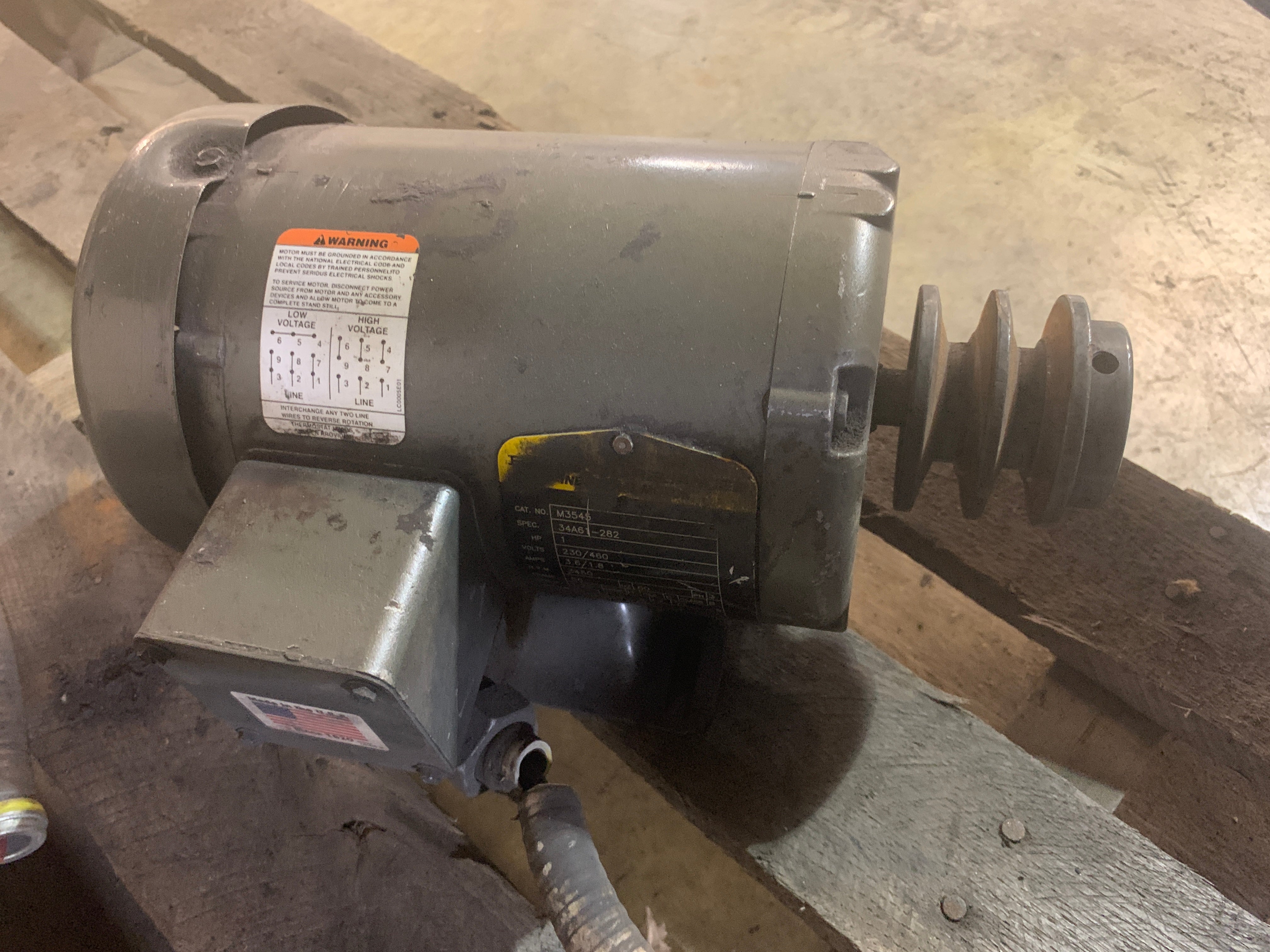 Baldor M3545 Motor 1HP 3450 RPM 230/460V 3PH